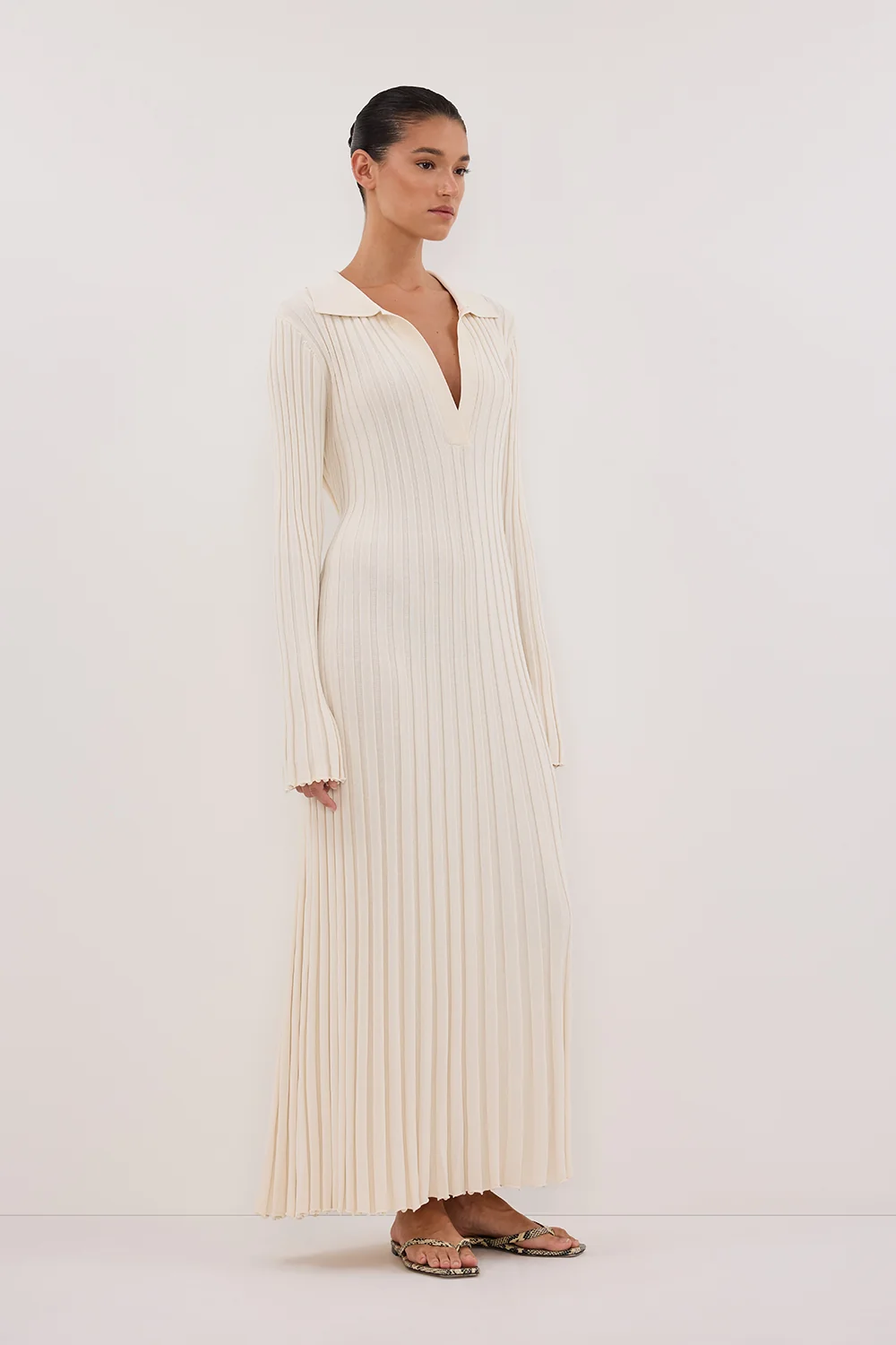 HAL PLASTER LONG SLEEVE KNIT MIDI DRESS - Image 3