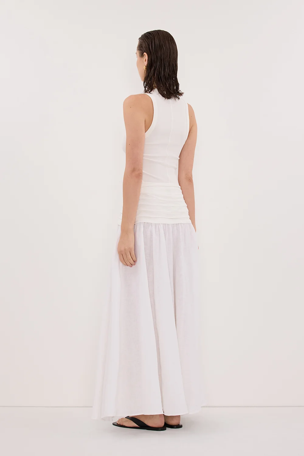 HALLIE WHITE LINEN MIDI SKIRT - Image 3