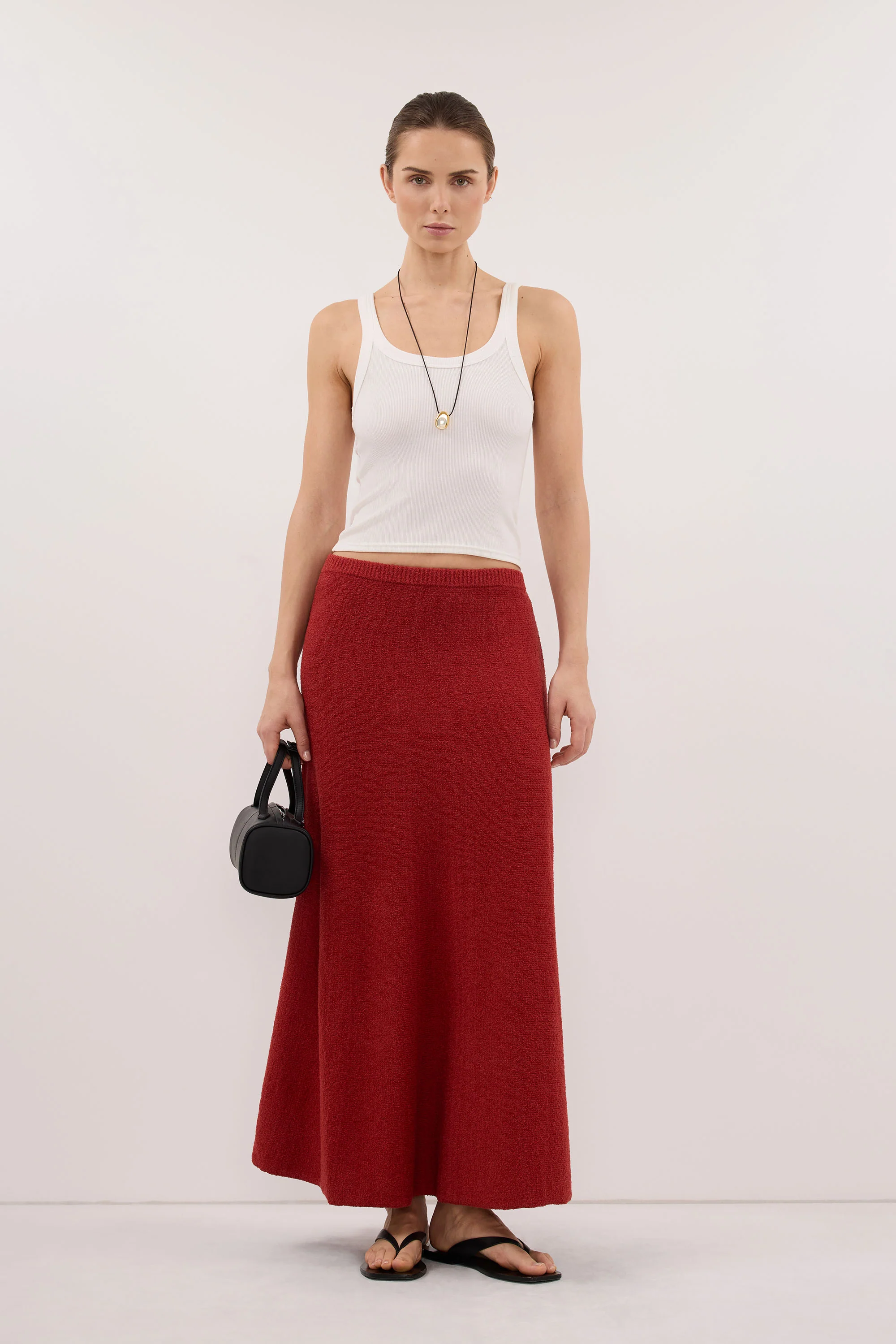 HARRIET BURNT RED KNIT MAXI SKIRT - Image 7