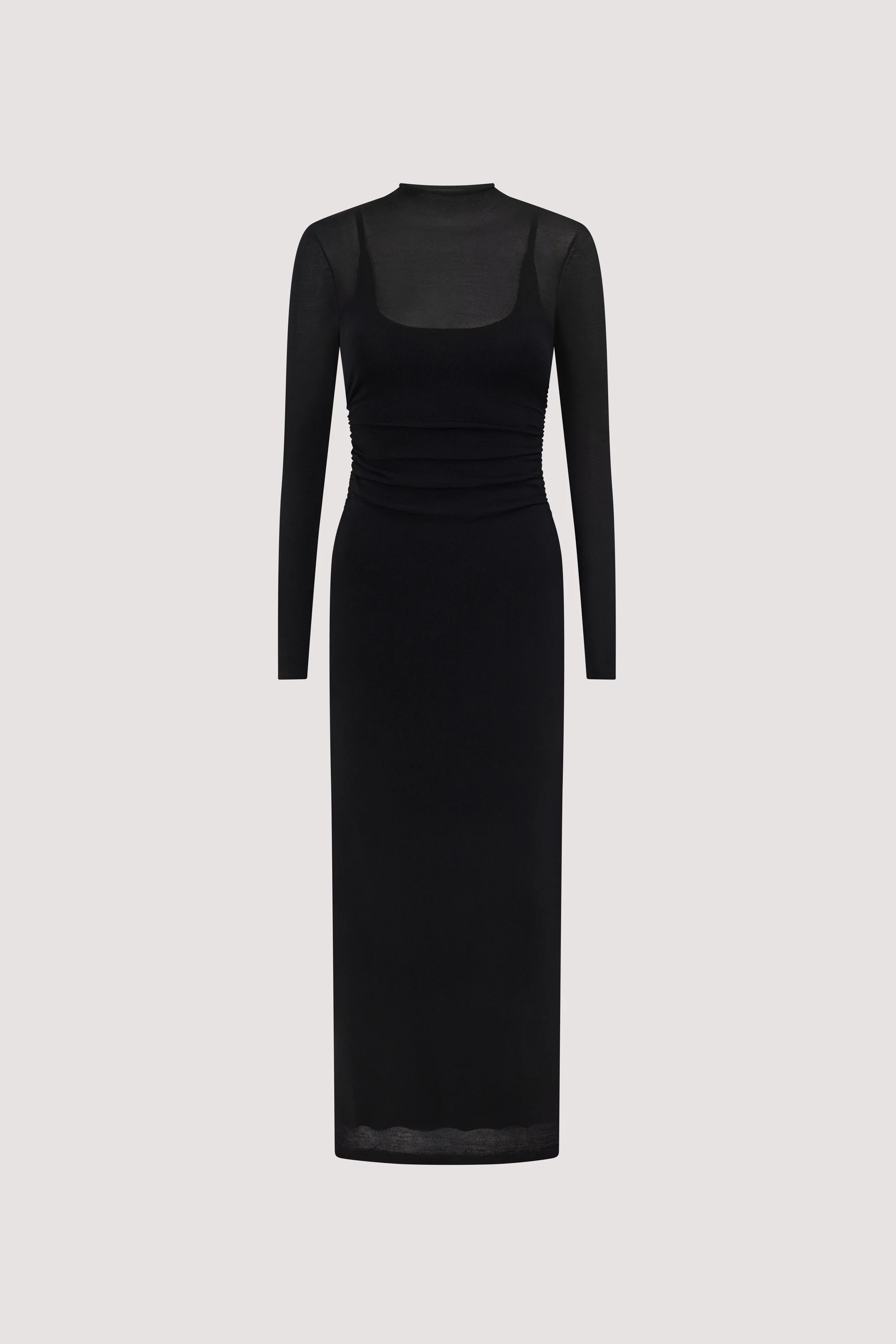 HAZEL BLACK LONG SLEEVE KNIT MIDI DRESS - Image 9