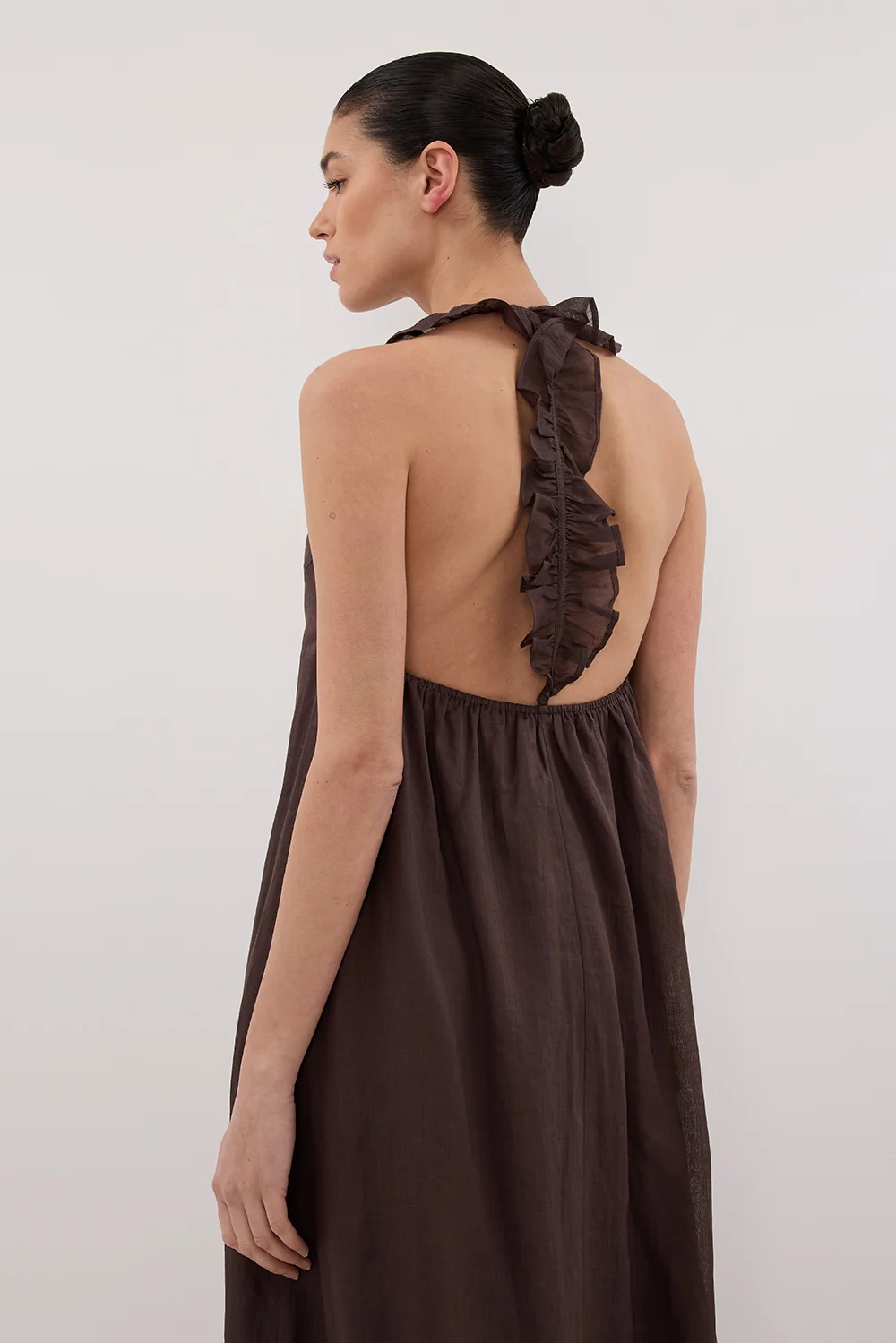 HAZEL DARK CHOC RAMIE SLEEVELESS MIDI DRESS - Image 2
