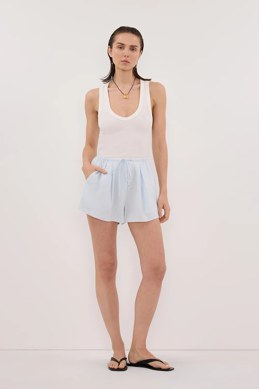 HELENA CORNFLOWER LINEN SHORT - Image 6