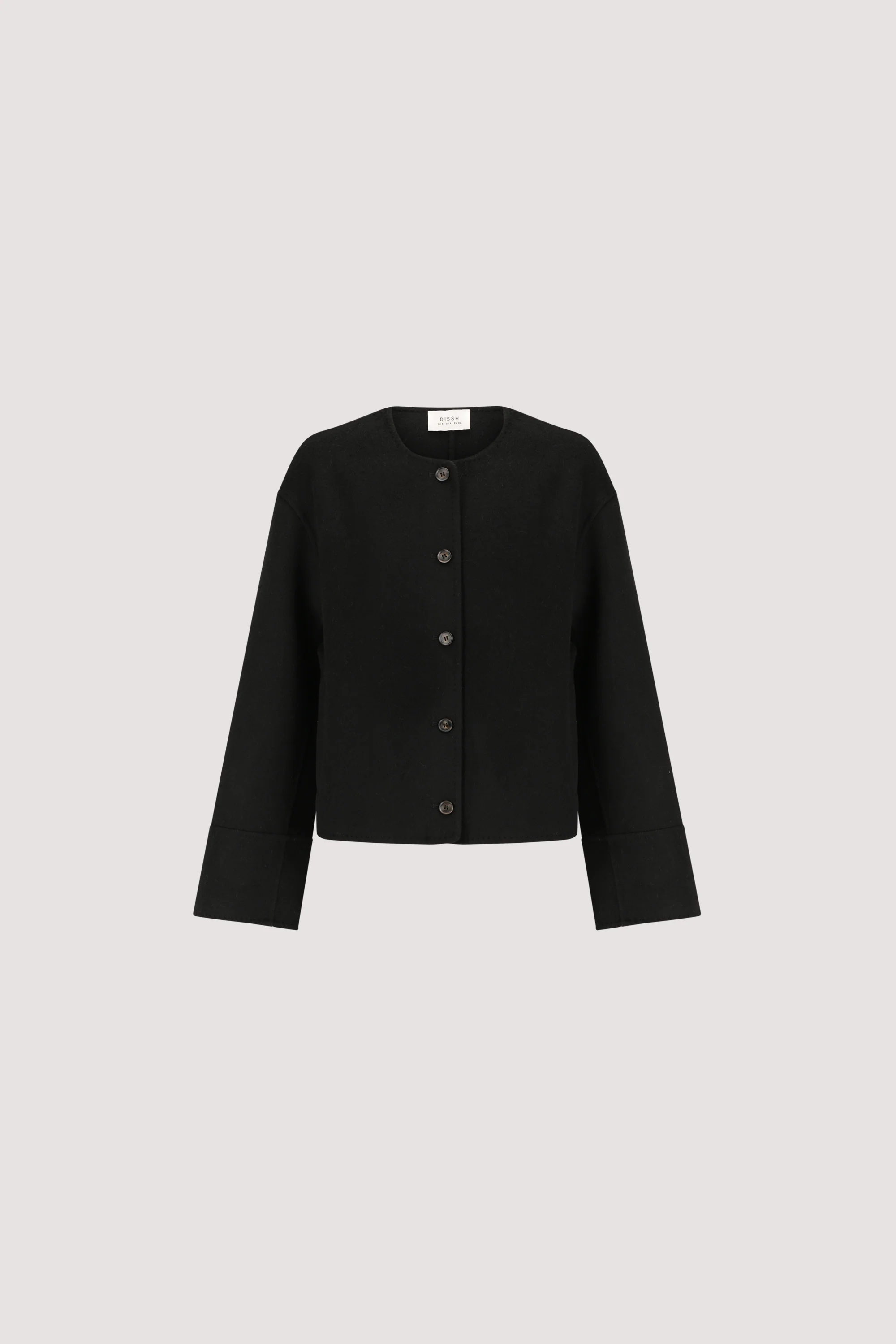 JACLYN BLACK CROPPED WOOL BLEND COAT - Image 9