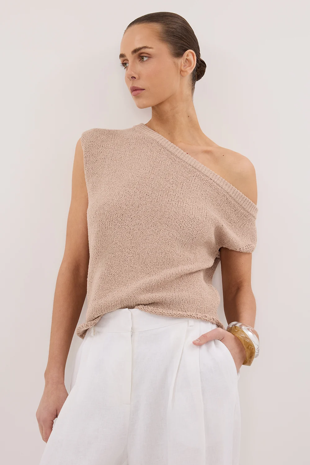 KERRY TAN ASYM KNIT TOP - Image 2