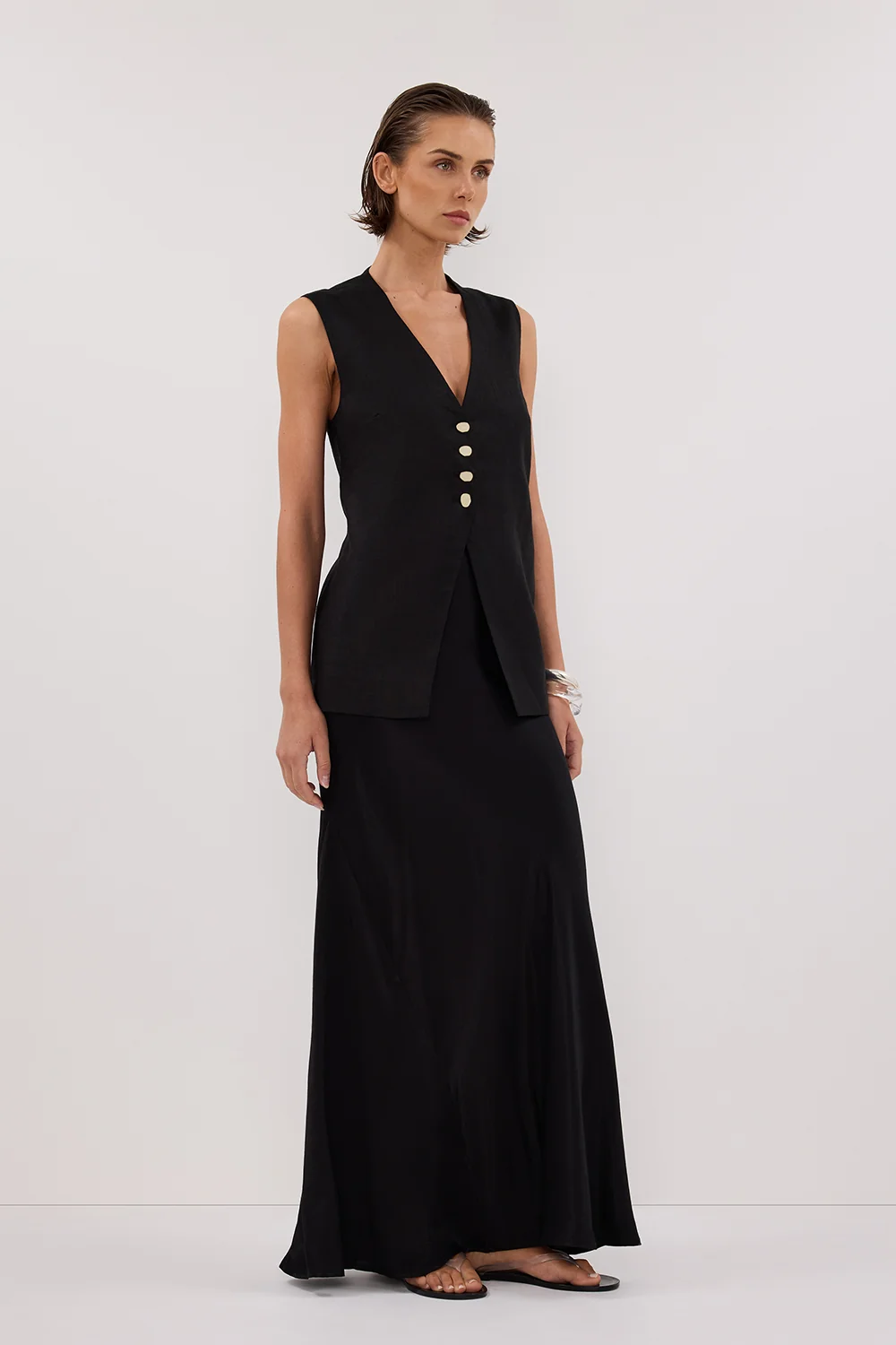 KNOX BLACK LINEN VEST - Image 3