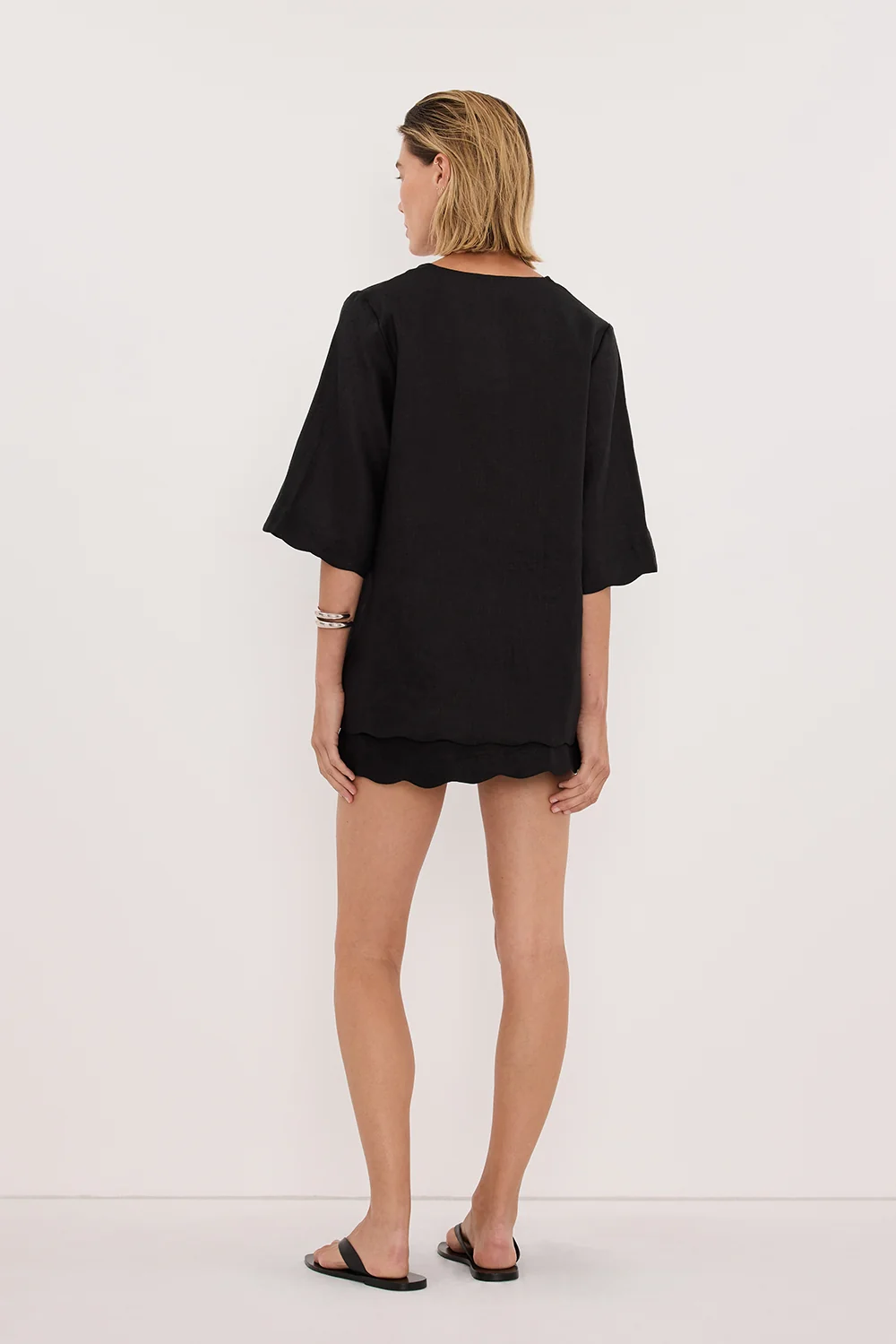 LELA BLACK LINEN SKORT - Image 7