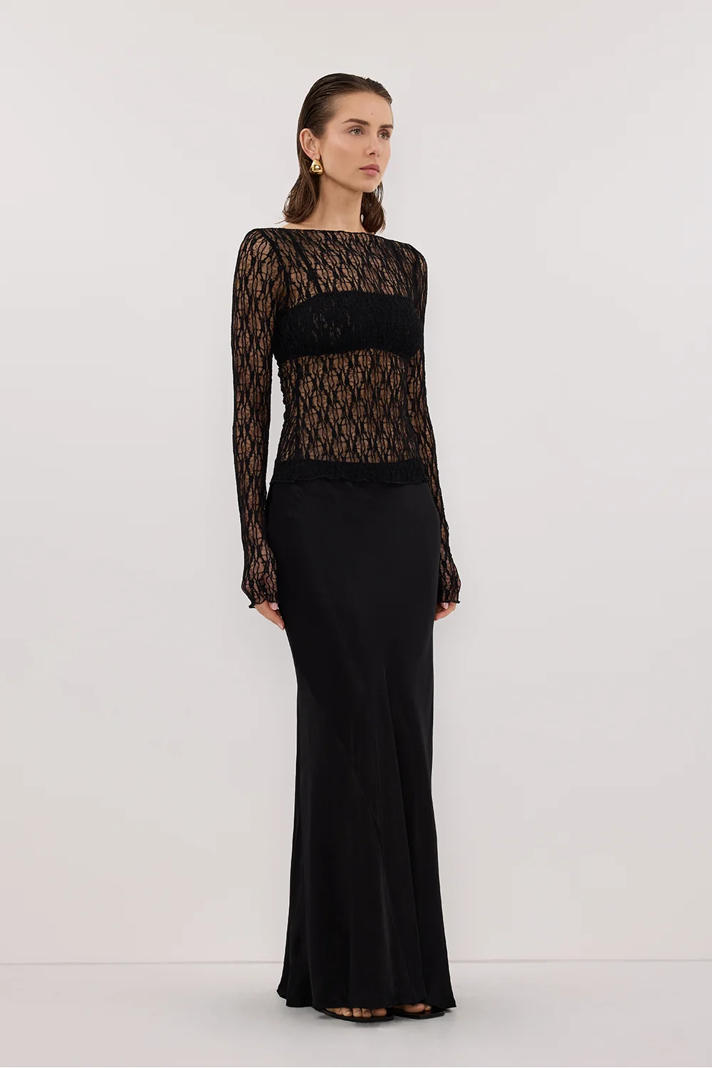 LIZZIE BLACK LACE LONG SLEEVE TOP - Image 3