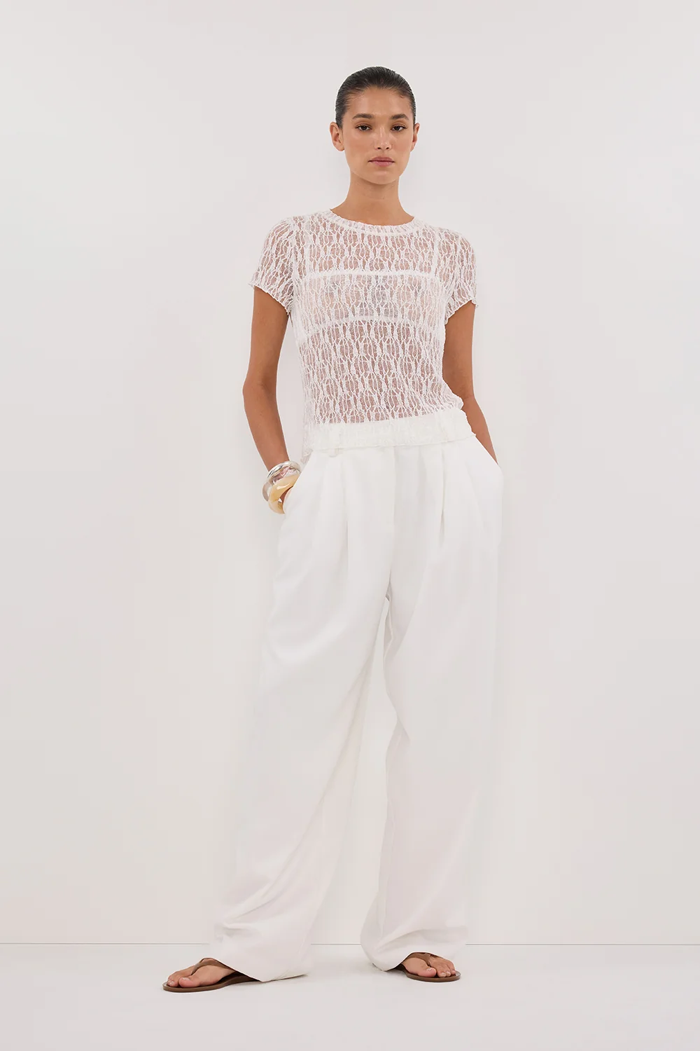 LIZZIE WHITE LACE CAP SLEEVE TOP - Image 6