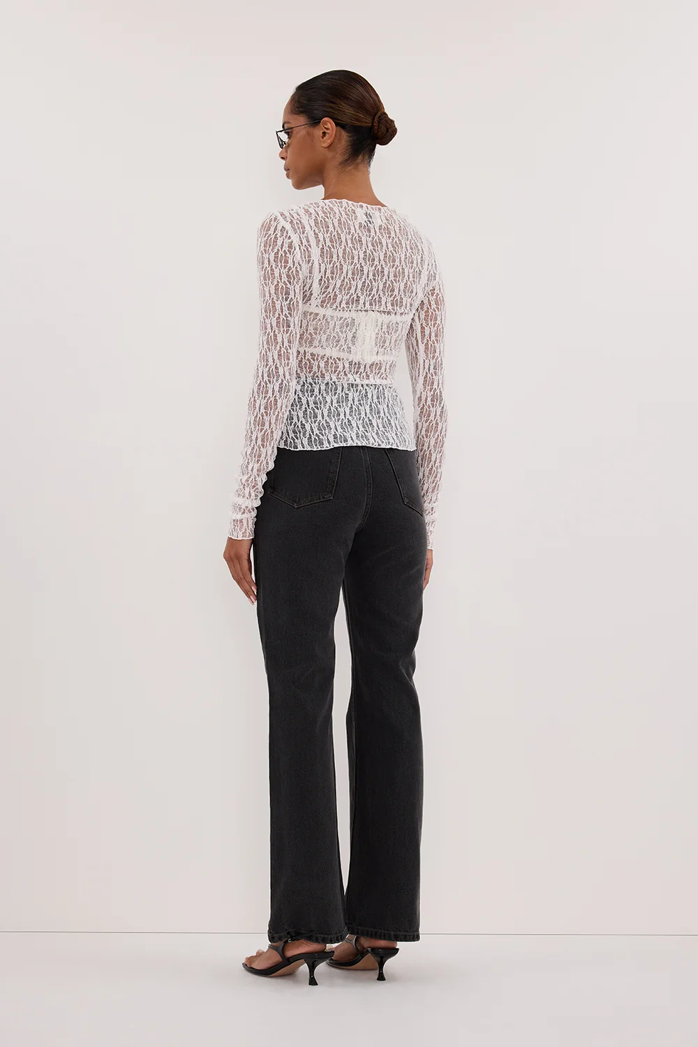 LIZZIE WHITE LACE LONG SLEEVE TOP - Image 6