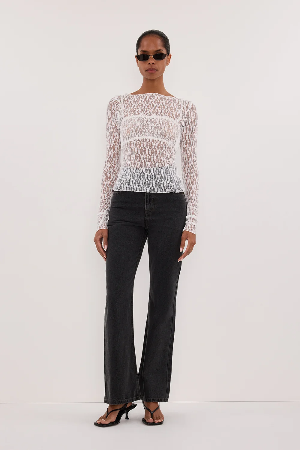 LIZZIE WHITE LACE LONG SLEEVE TOP - Image 7
