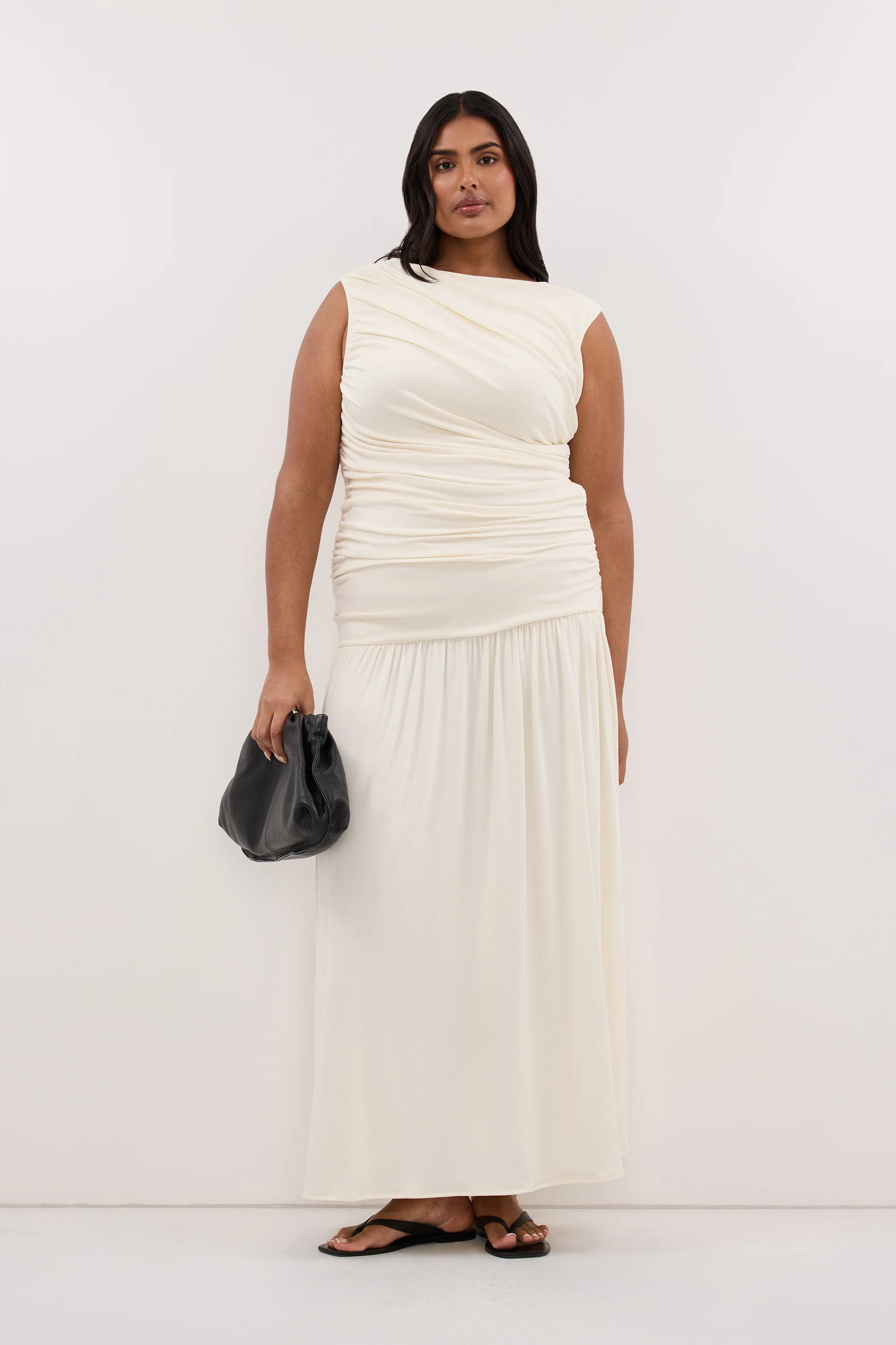 LOLA CREAM RUCHED MAXI DRESS - Image 5