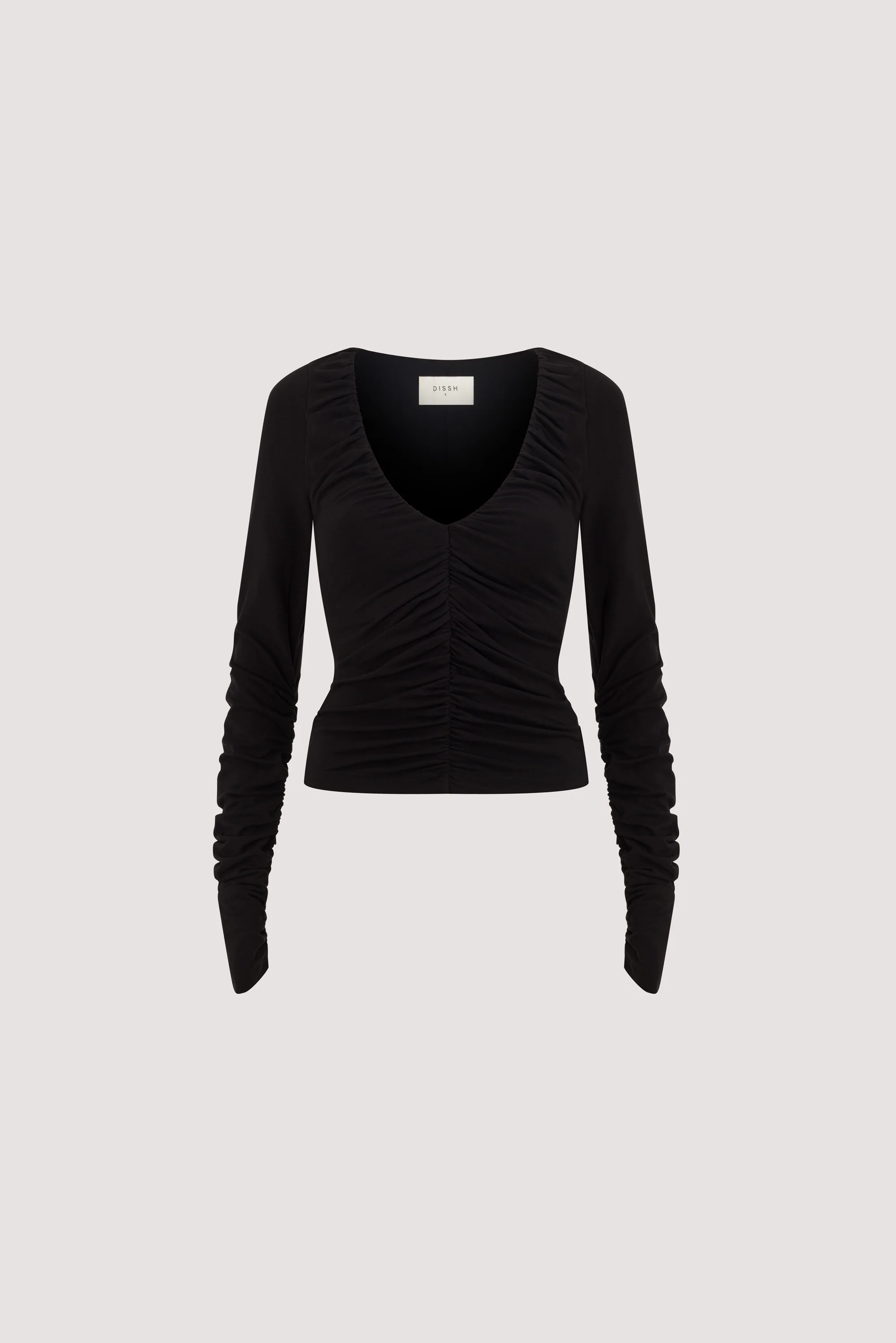 LORNE BLACK V NECK GATHERED TOP - Image 5