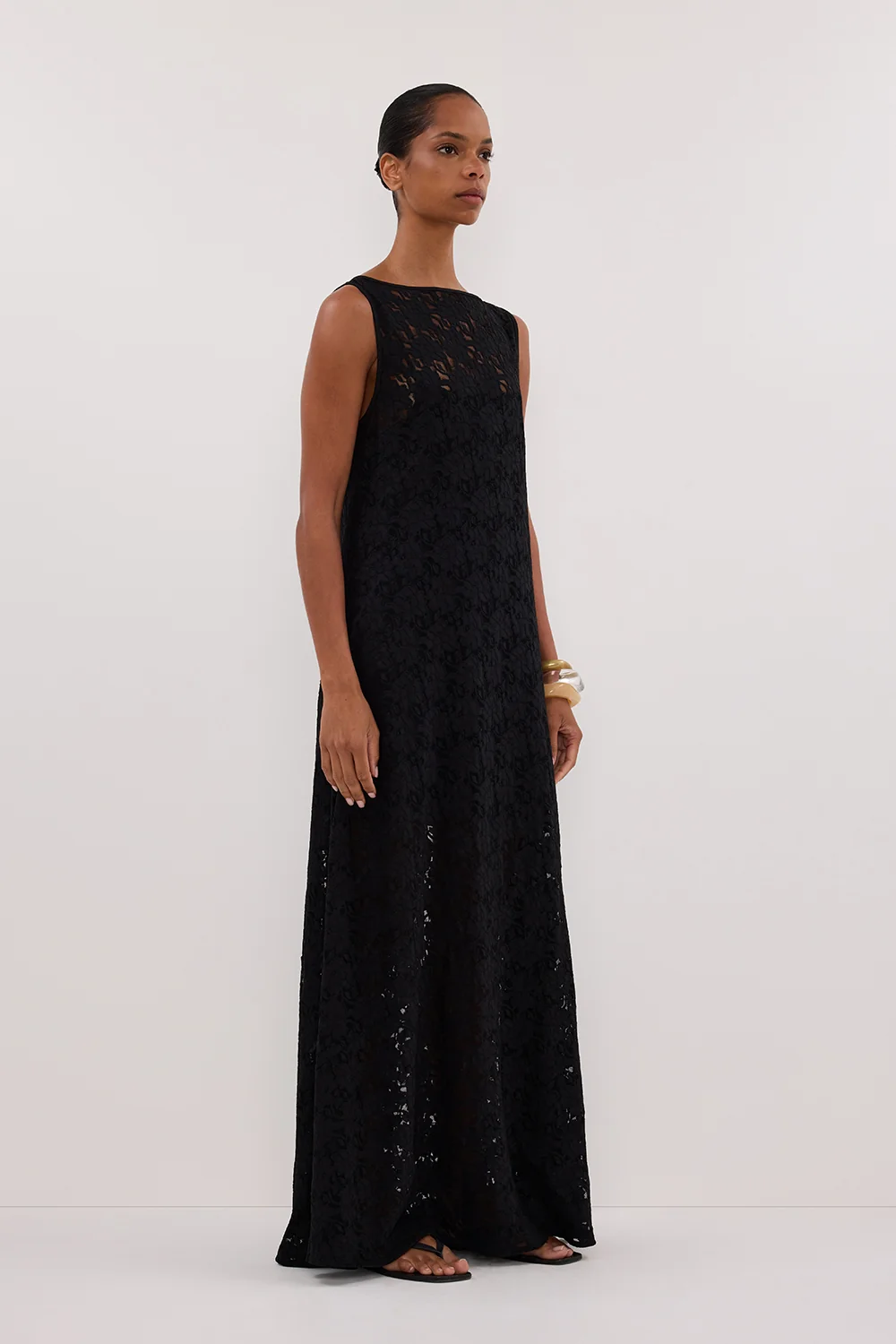 LOULA BLACK LACE MIDI DRESS - Image 3