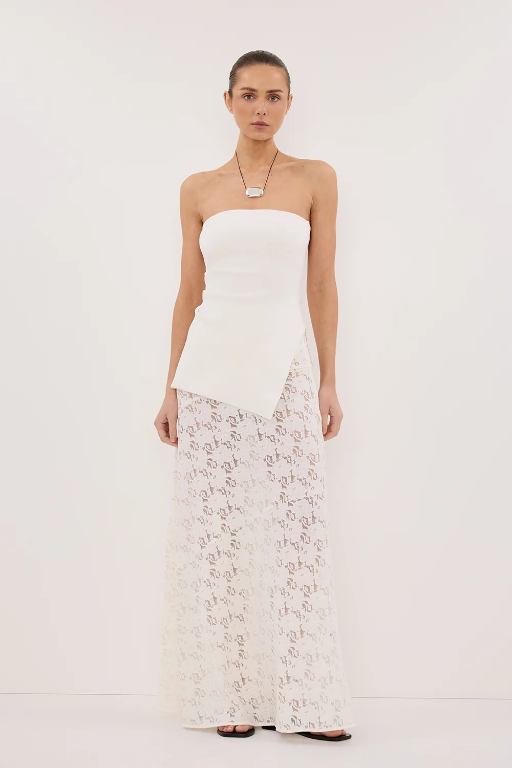 LOULA WHITE LACE MAXI SKIRT