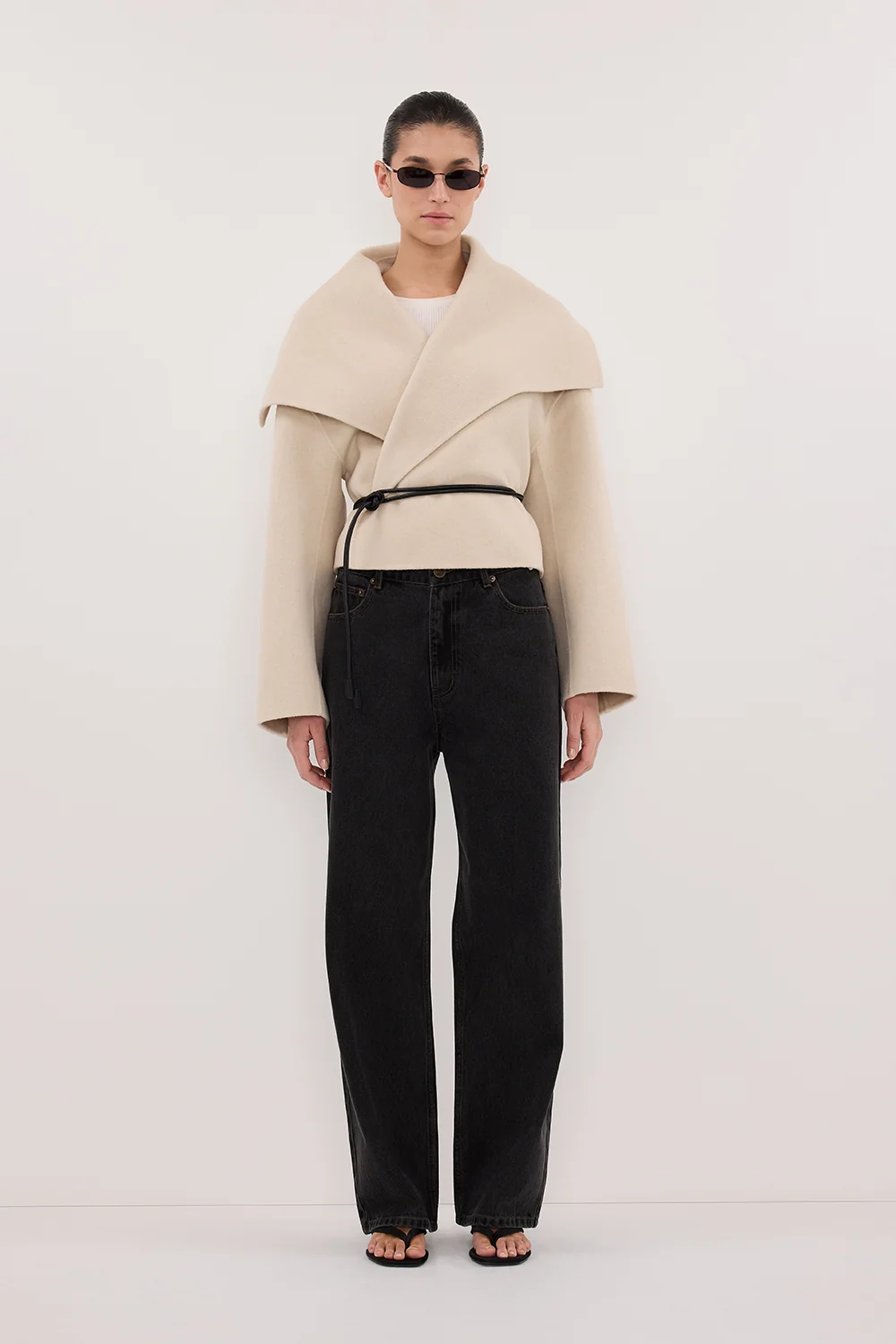 LUCIA BONE CROPPED WOOL BLEND TRENCH COAT - Image 6