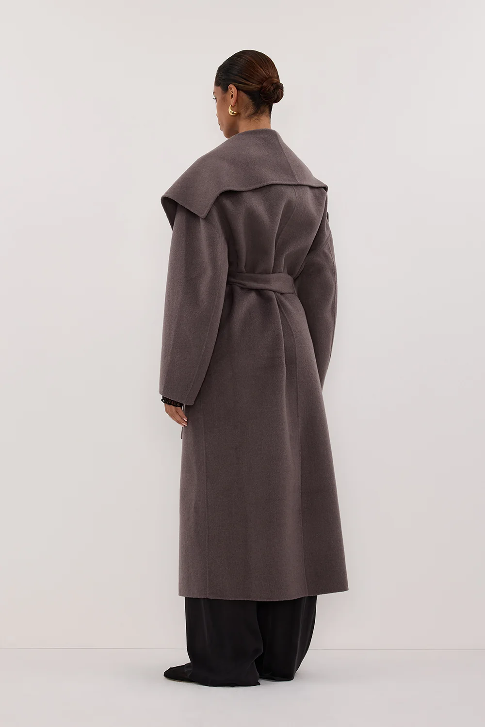 LUCIA TURKISH COFFEE OVERSIZED MARLE COAT - Image 4