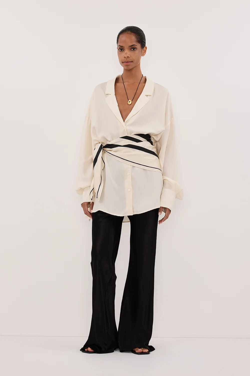 LUCILLE STRAW LONG SLEEVE CUPRO SHIRT