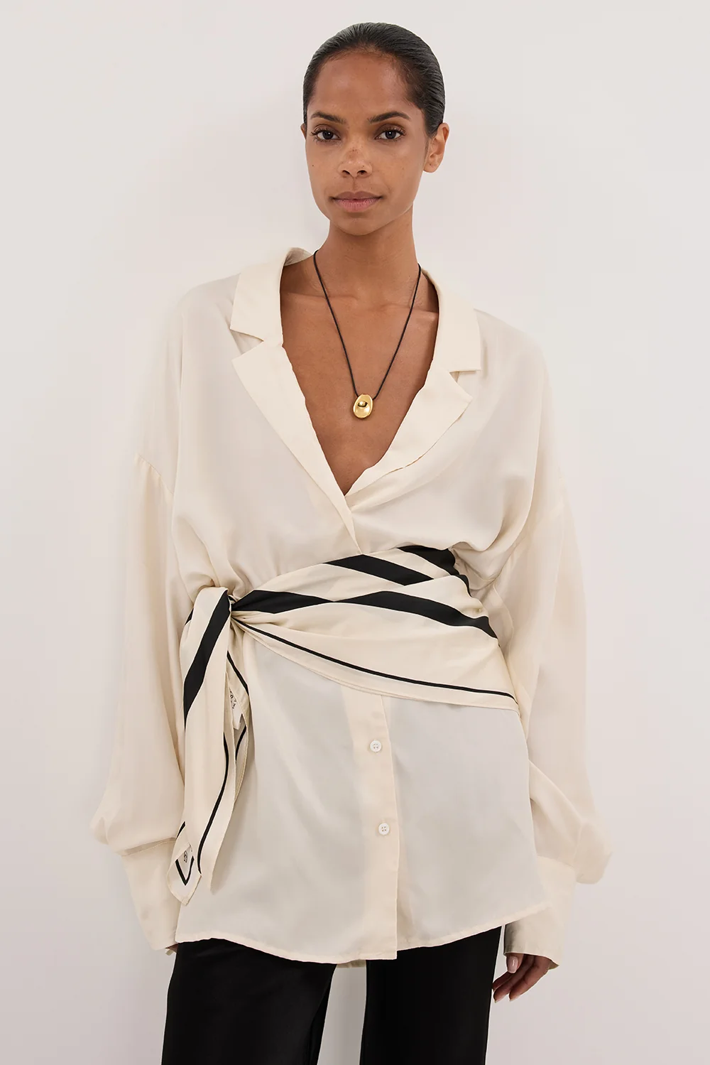 LUCILLE STRAW LONG SLEEVE CUPRO SHIRT - Image 2