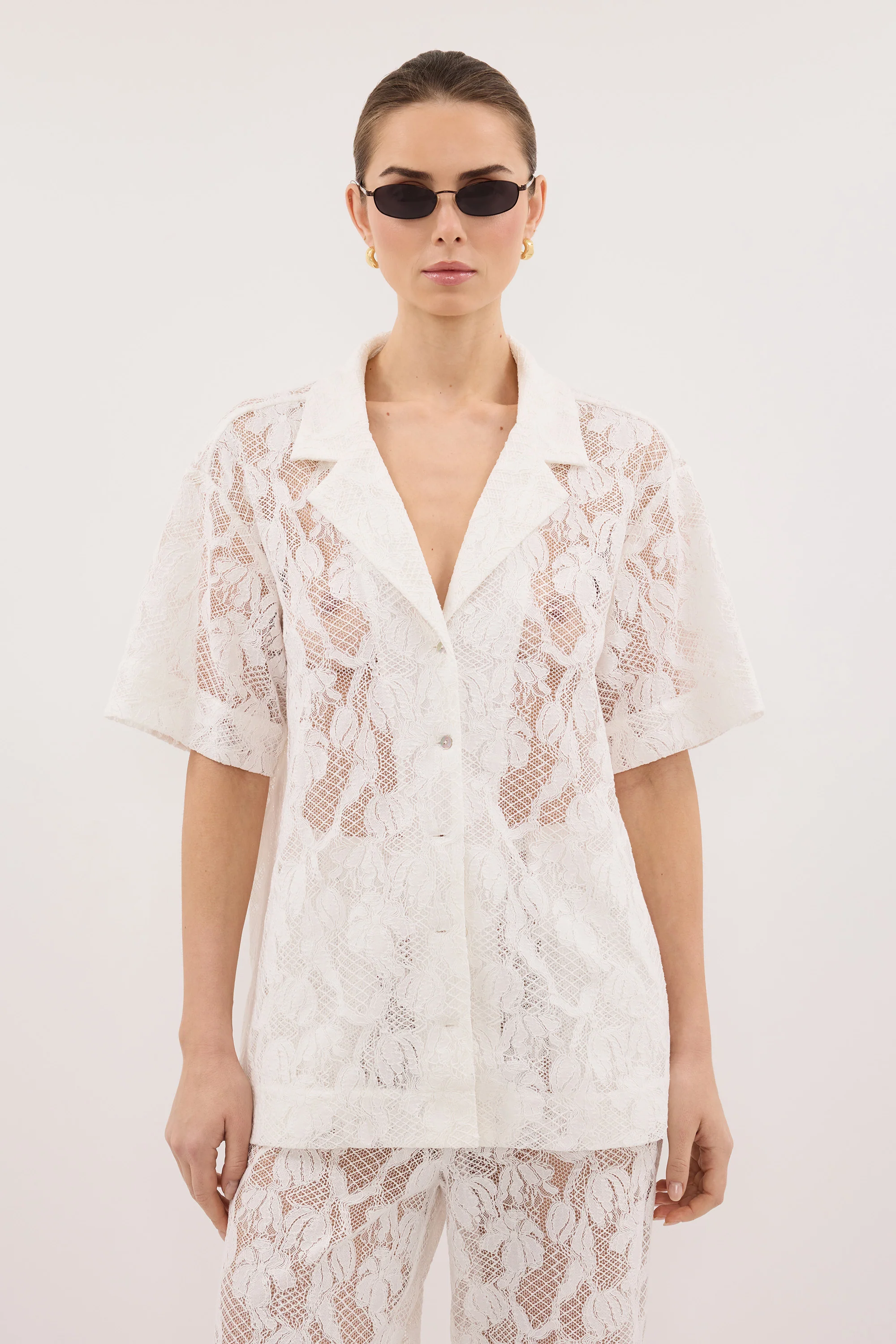 LUCINE WHITE LACE COLLARED SHIRT - Image 2