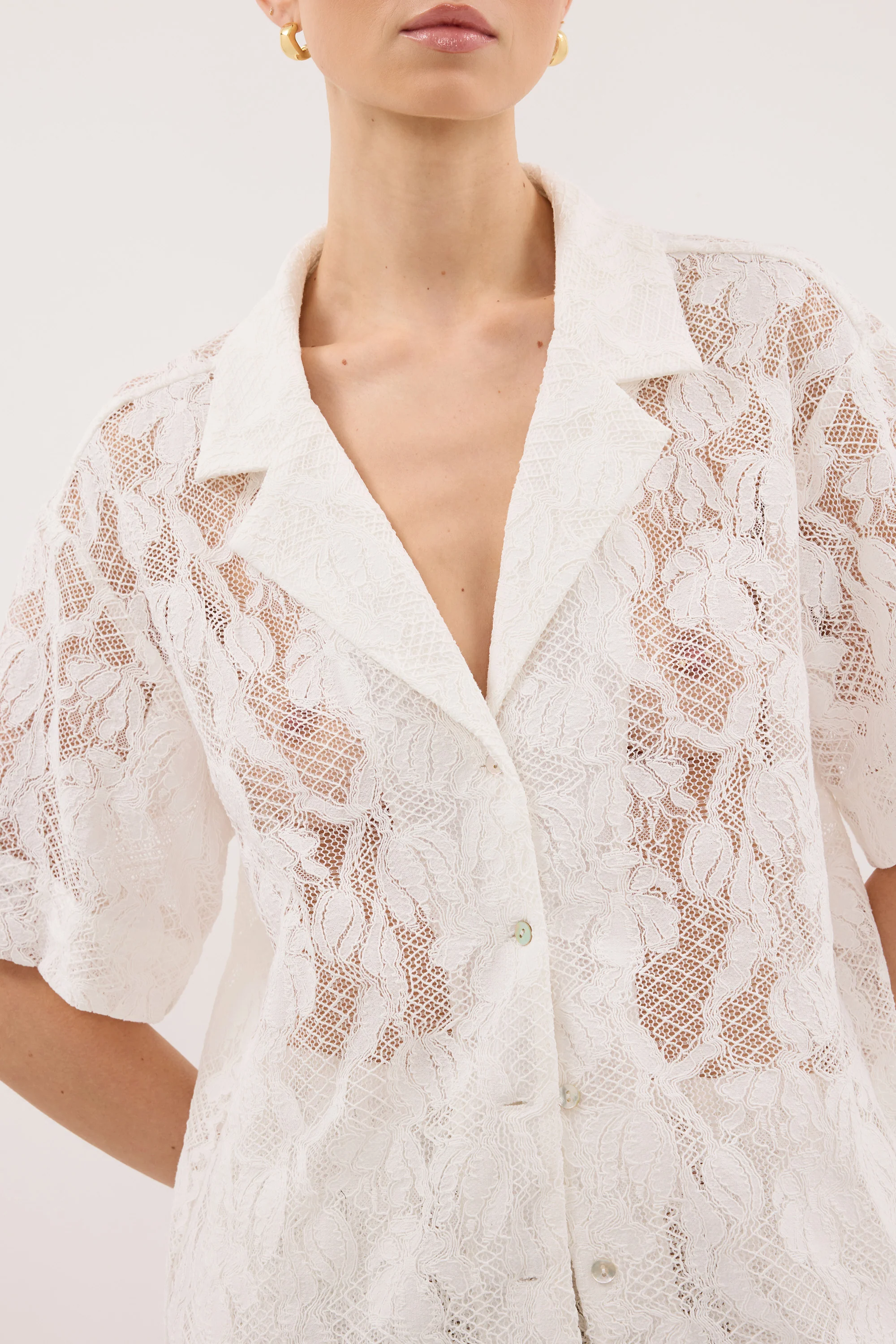 LUCINE WHITE LACE COLLARED SHIRT - Image 5