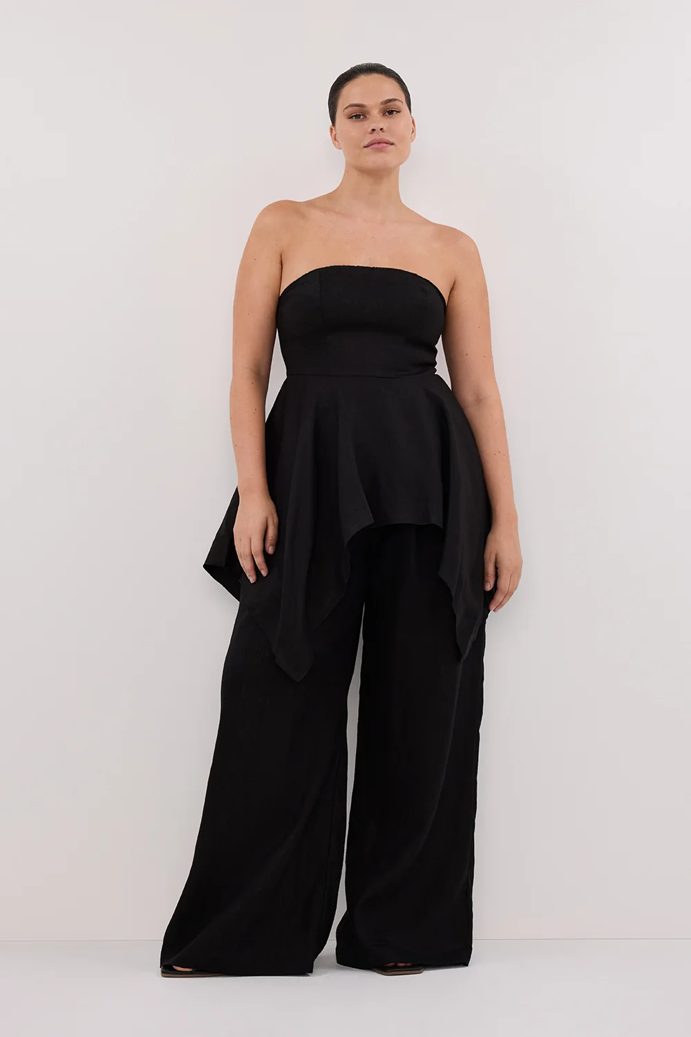 LUNA BLACK LINEN HANDKERCHIEF TOP - Image 6