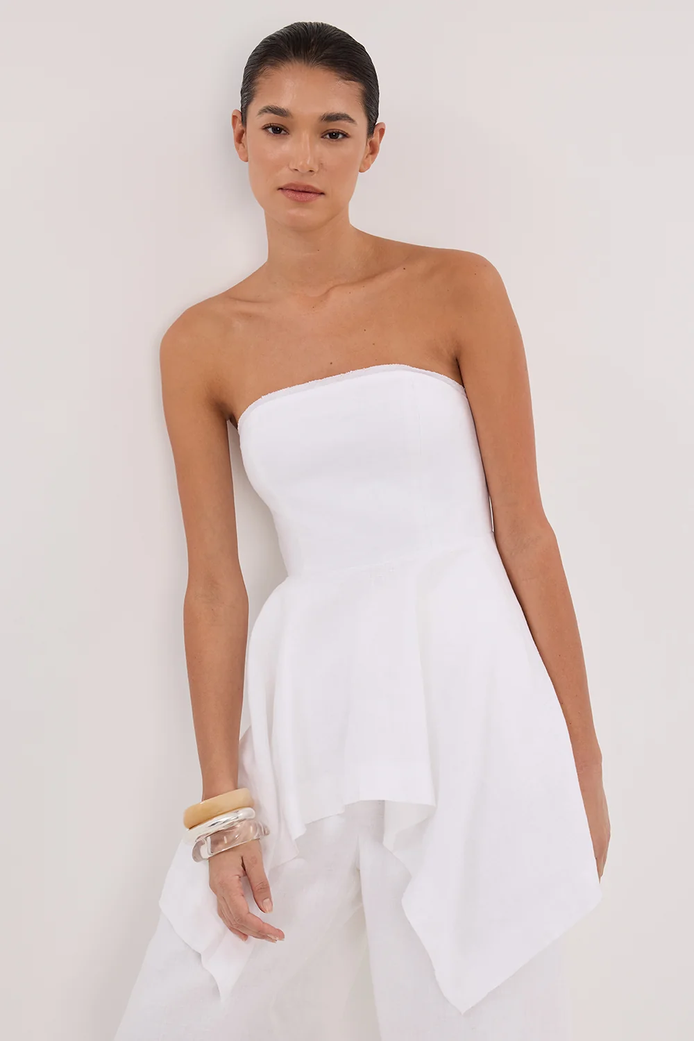 LUNA WHITE LINEN HANDKERCHIEF TOP - Image 2