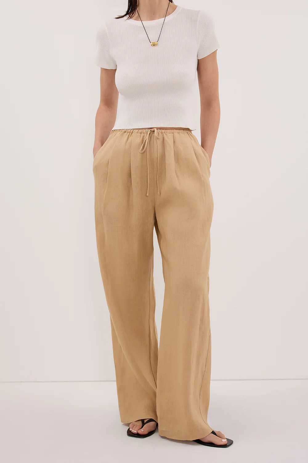 LUNE TAN LINEN PANT - Image 2