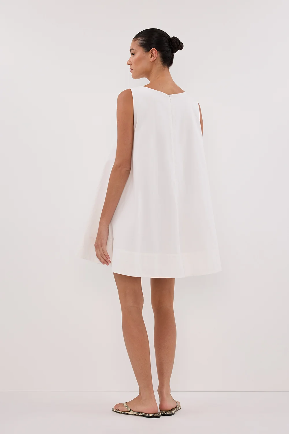 MAISIE WHITE POPLIN MINI DRESS - Image 4