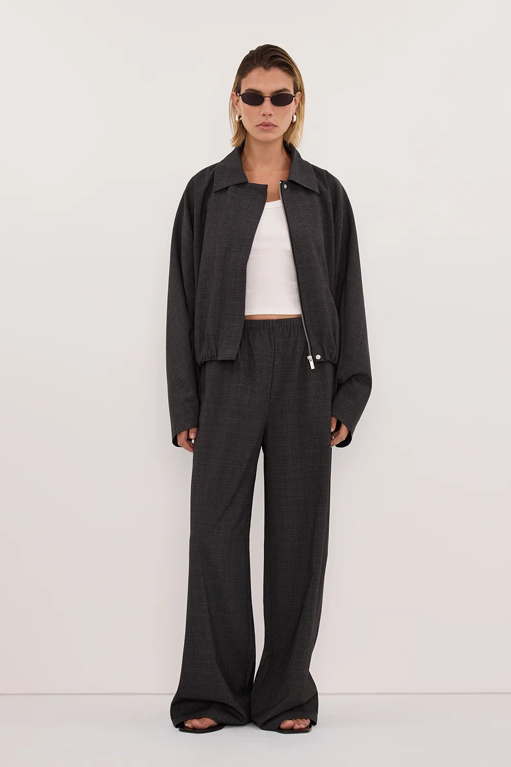 MARCO GREY PLAID BOMBER JACKET - Image 3