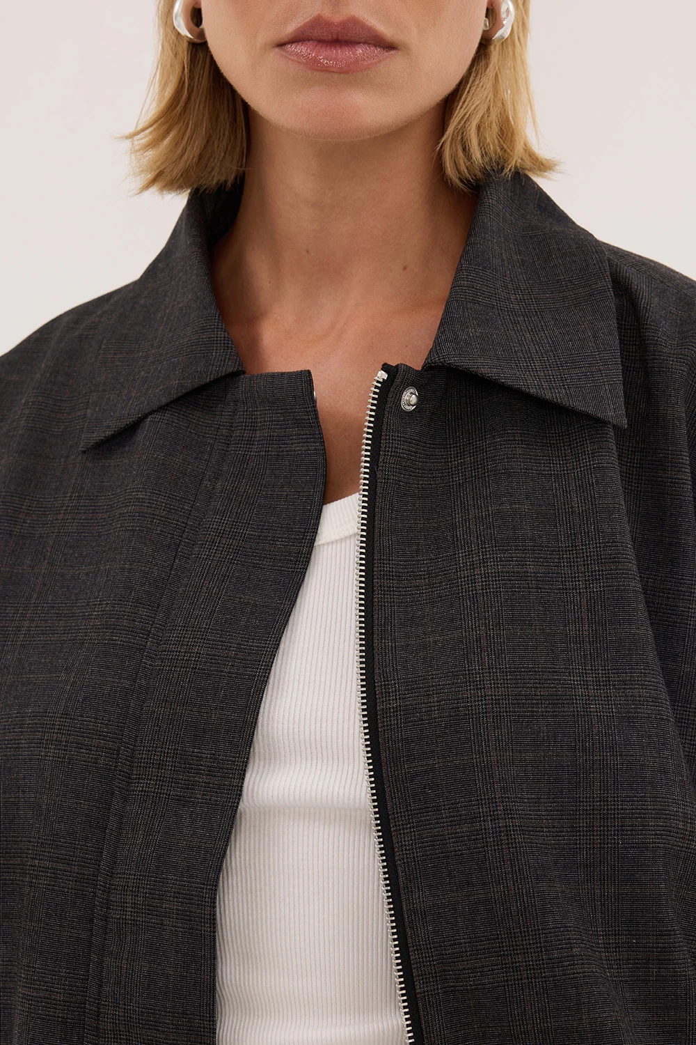MARCO GREY PLAID BOMBER JACKET - Image 6