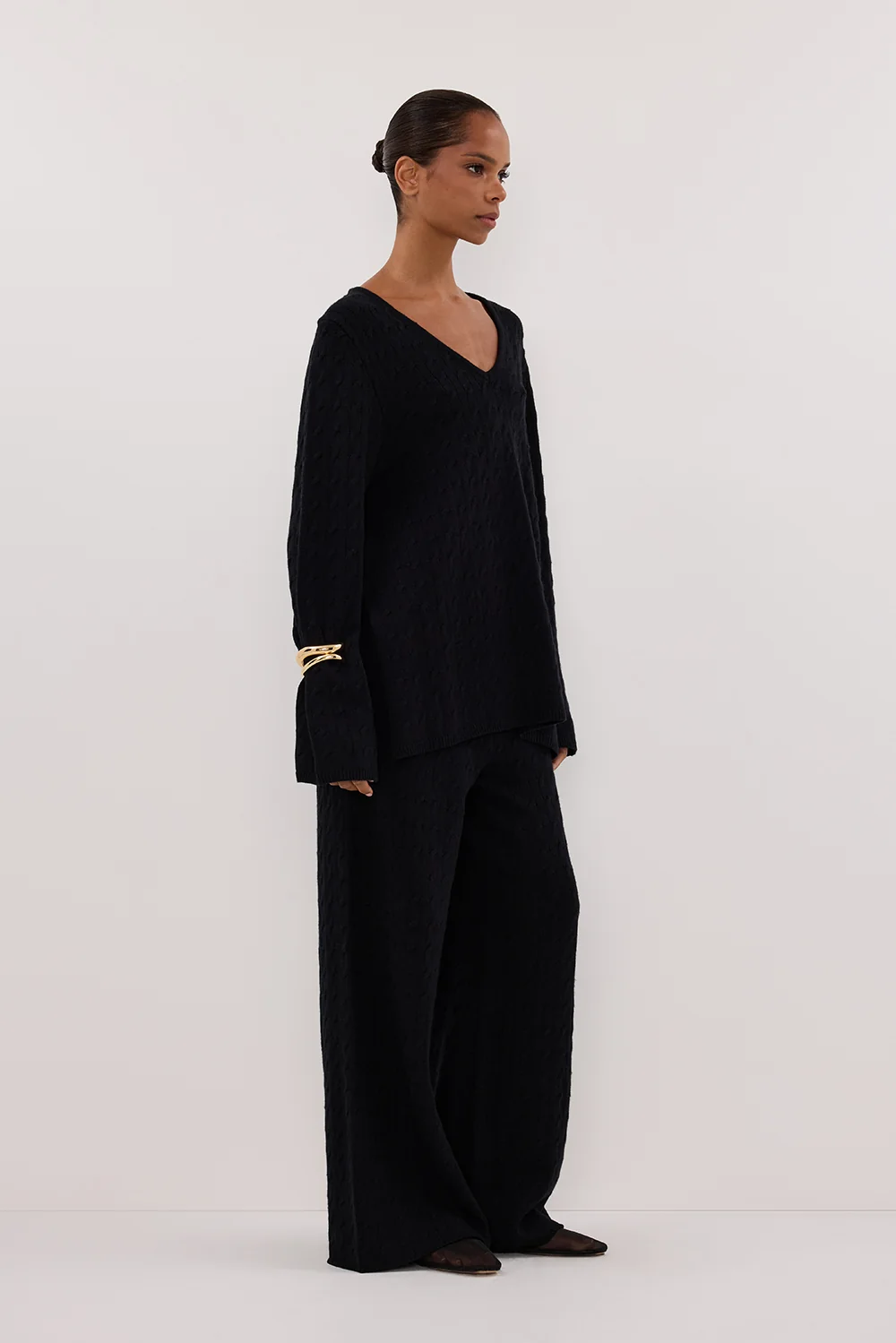 MAREN BLACK CABLE KNIT JUMPER - Image 3