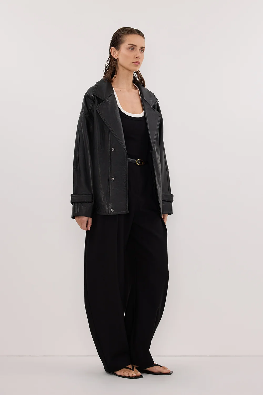 MARGOT BLACK OVERSIZED LEATHER JACKET - Image 4