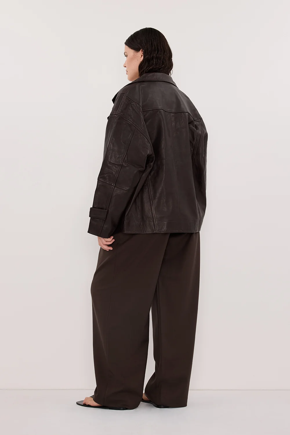 MARGOT CHOC OVERSIZED LEATHER JACKET - Image 7