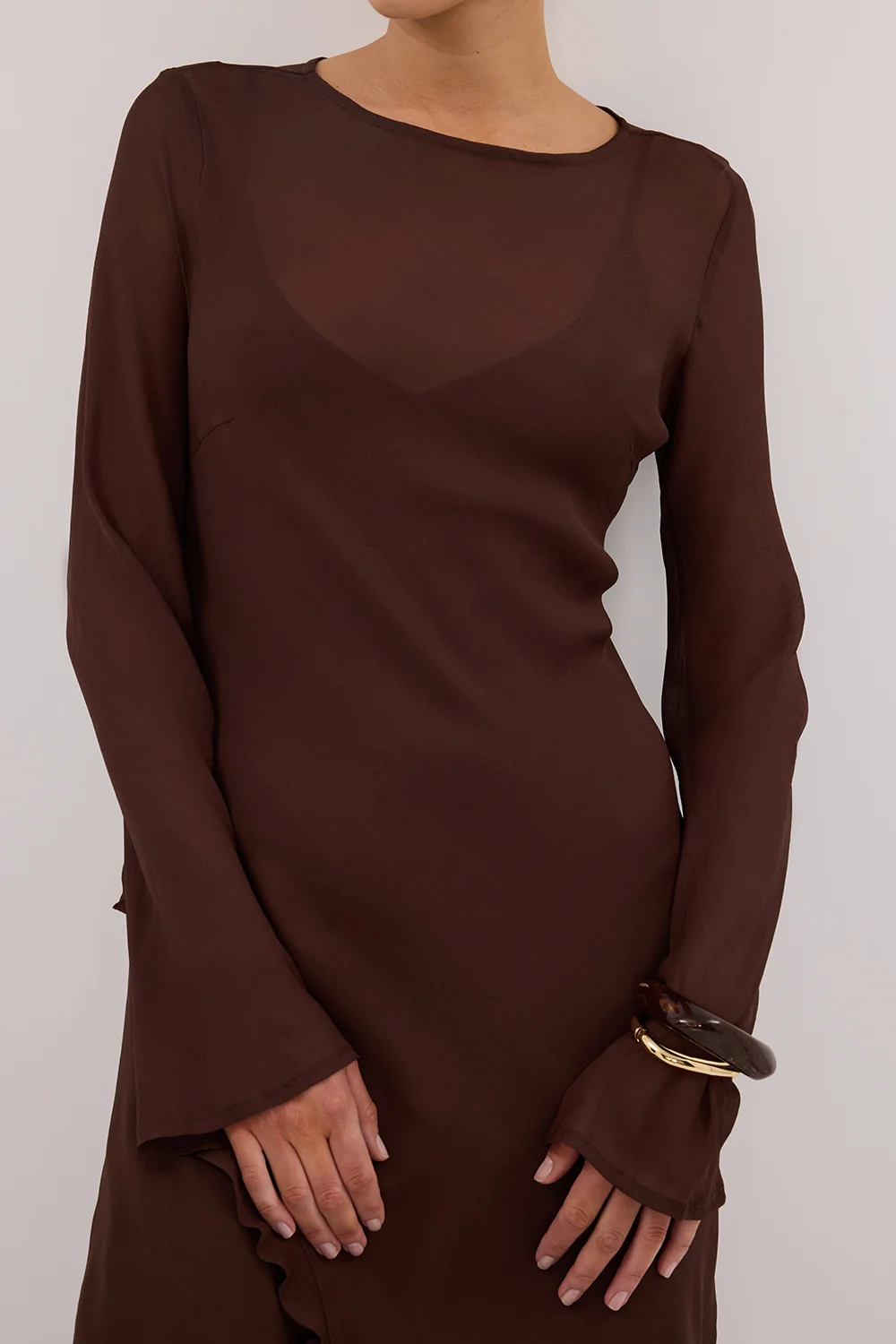 MARISSA CHOC LONG SLEEVE MAXI DRESS - Image 5