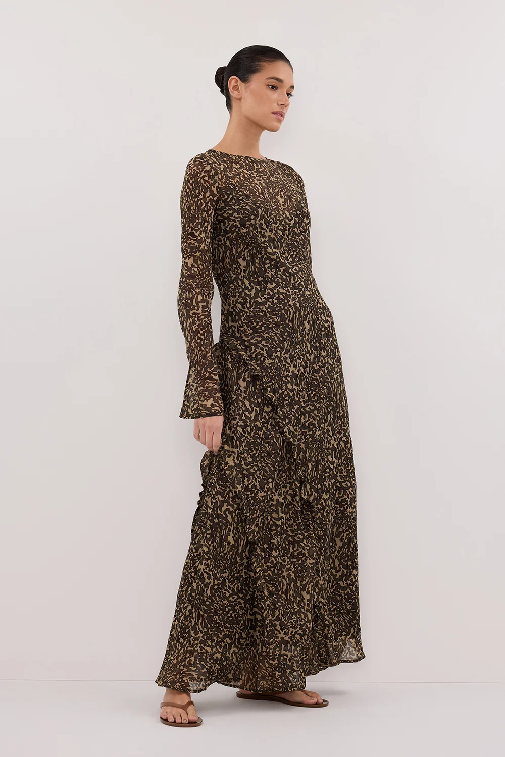 MARVILLA CHOC LONG SLEEVE MAXI DRESS - Image 3