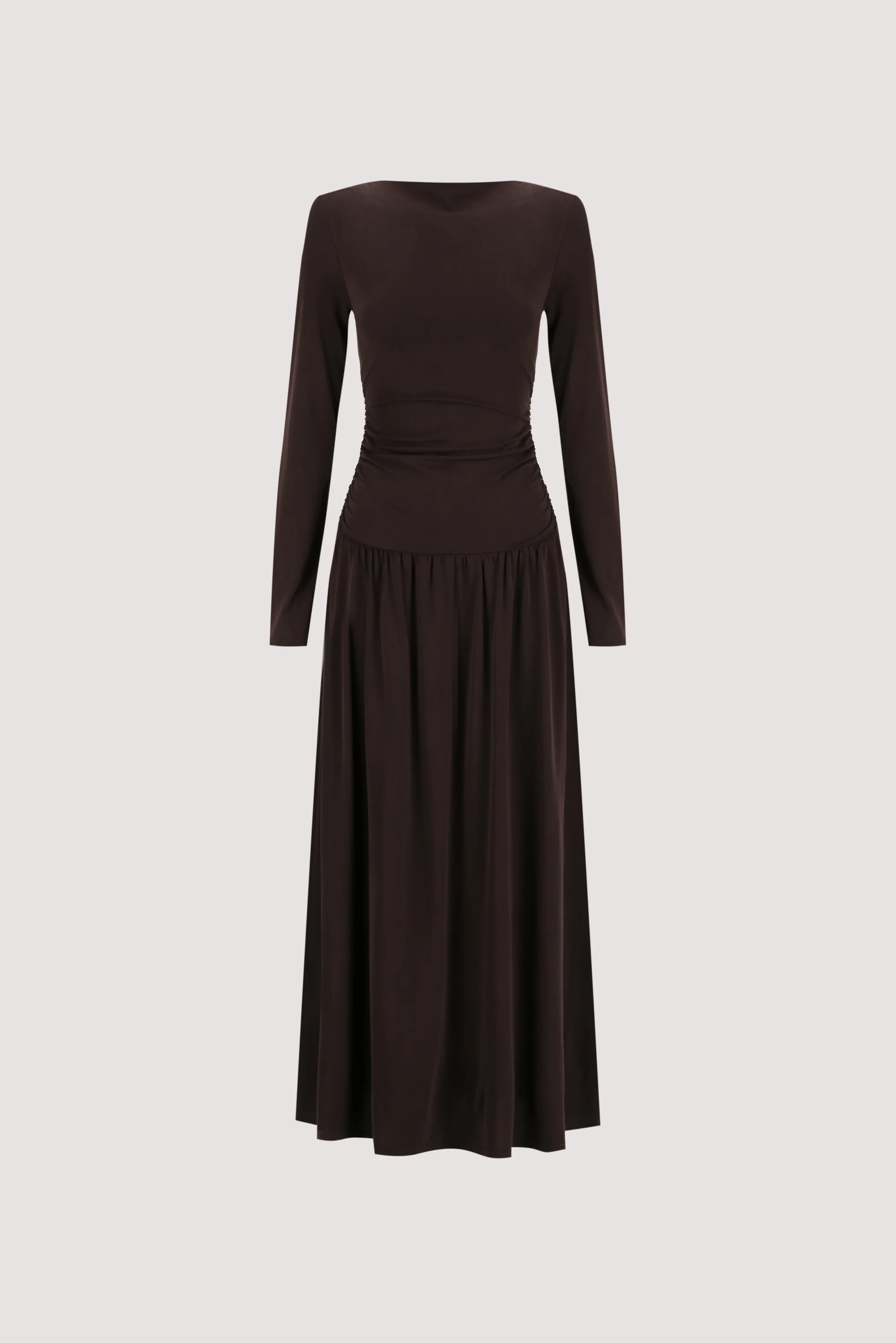 MEG BURNT CHOC LONG SLEEVE KNIT MIDI DRESS - Image 9