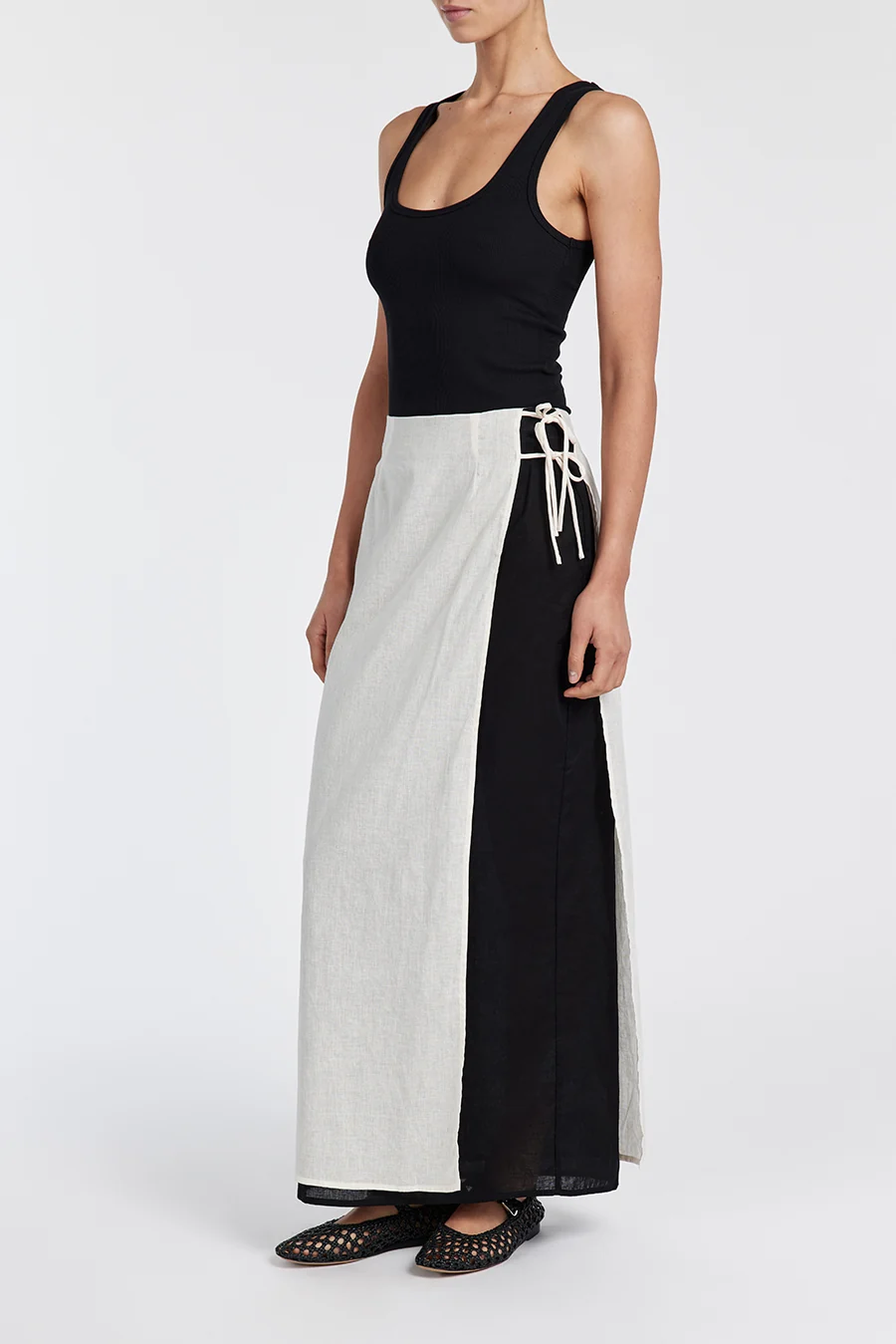 MEGAN CREAM/BLACK WRAP SKIRT - Image 2