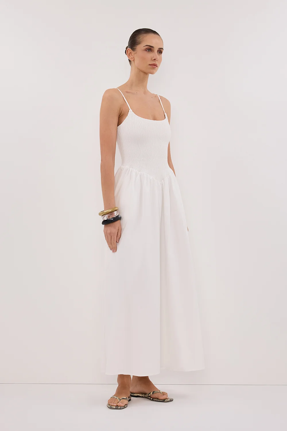 MILANO WHITE COTTON MIDI DRESS - Image 3