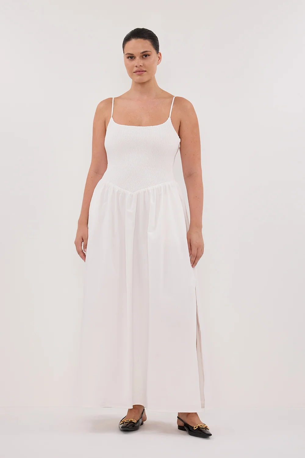 MILANO WHITE COTTON MIDI DRESS - Image 6