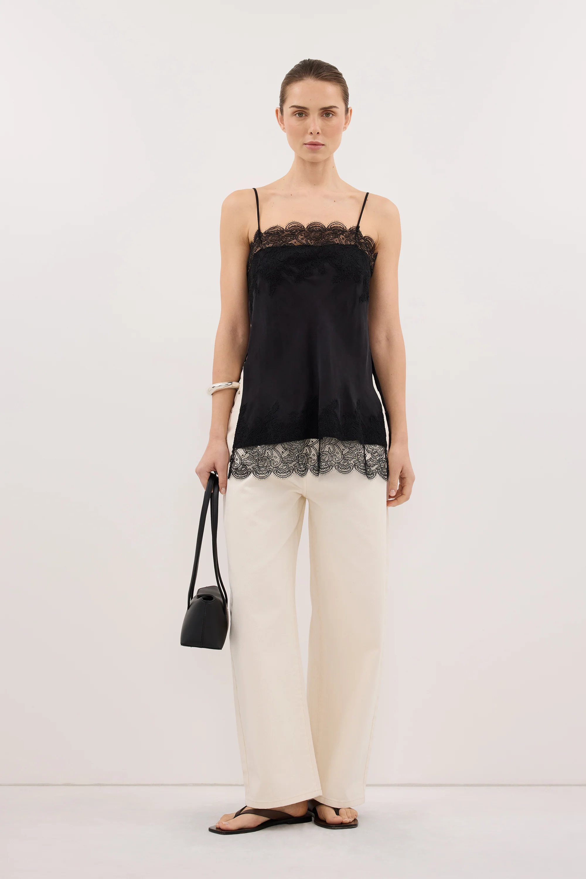 MINA BLACK CUPRO LACE TOP