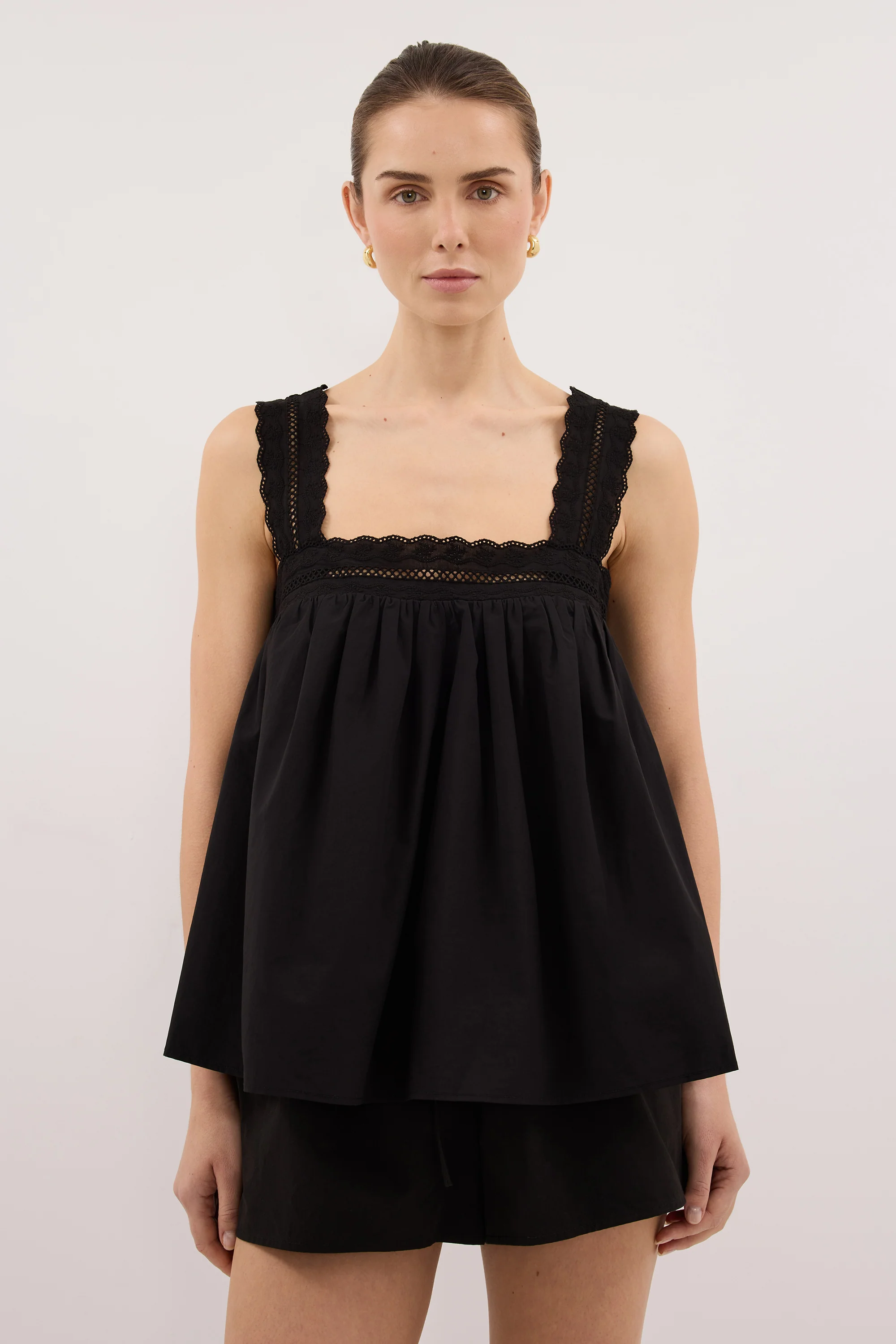 MIRANDA BLACK LACE TRIM TOP - Image 2