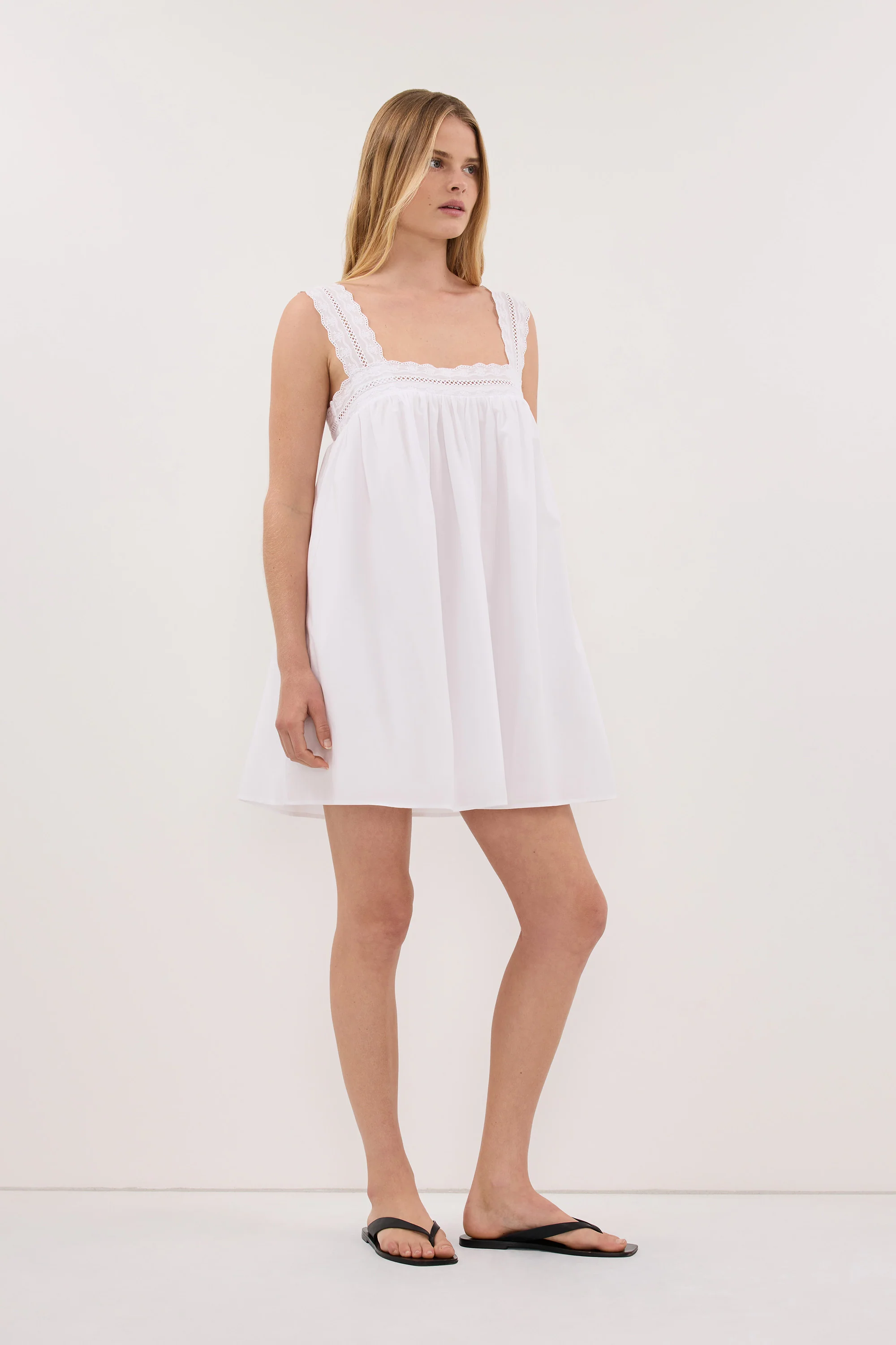 MIRANDA WHITE LACE TRIM MINI DRESS - Image 4