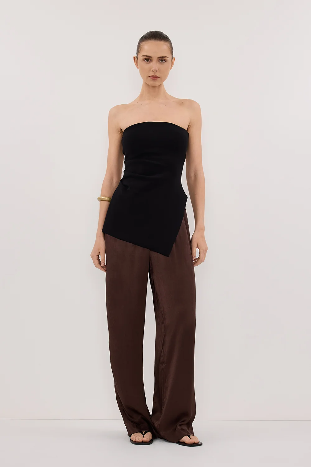 MONICA BITTER CHOC SATIN PANT
