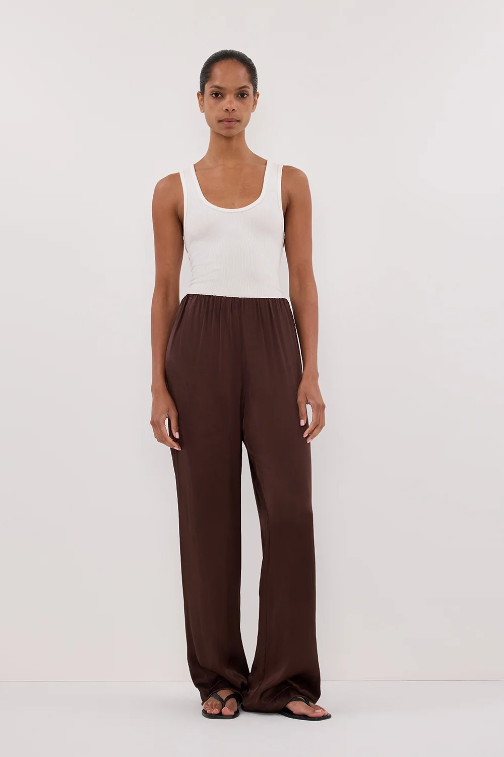 MONICA BITTER CHOC SATIN PANT - Image 6
