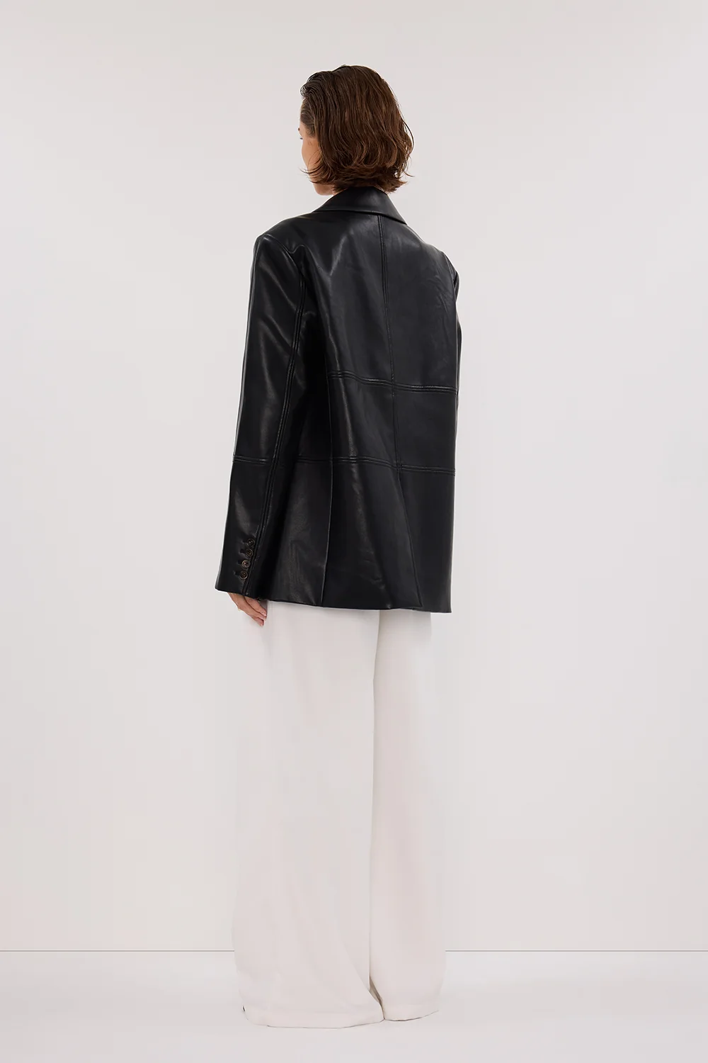 MONTY BLACK FAUX LEATHER BLAZER - Image 4