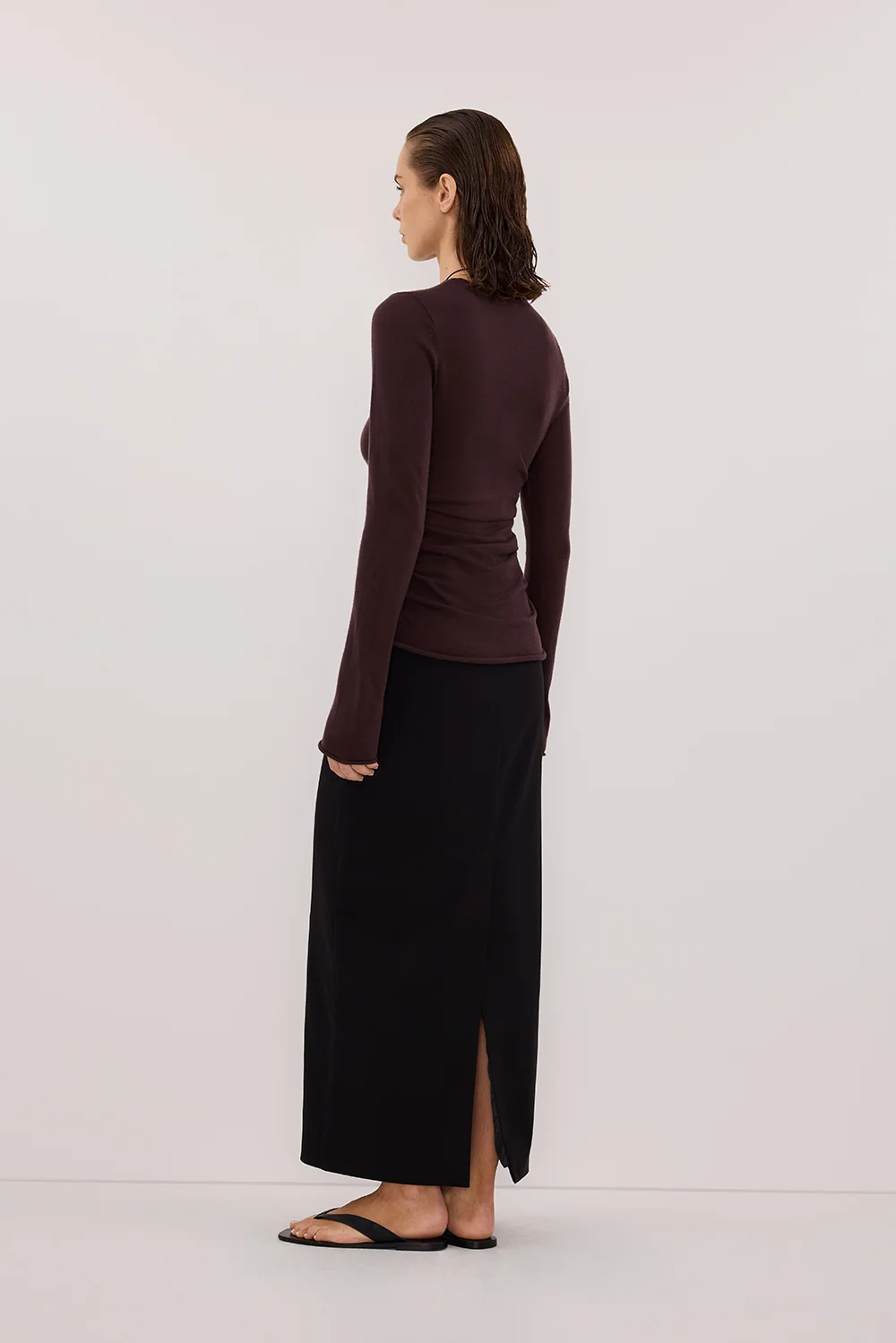 NICO BITTER CHOC MERINO KNIT TOP - Image 4