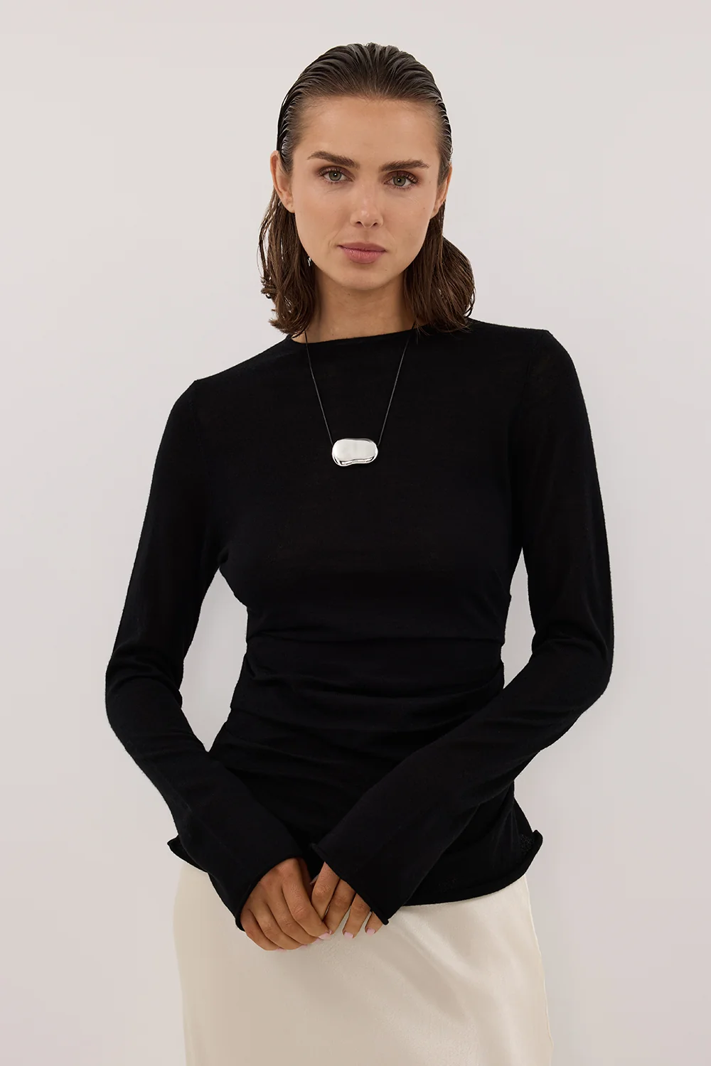 NICO BLACK MERINO KNIT TOP - Image 2