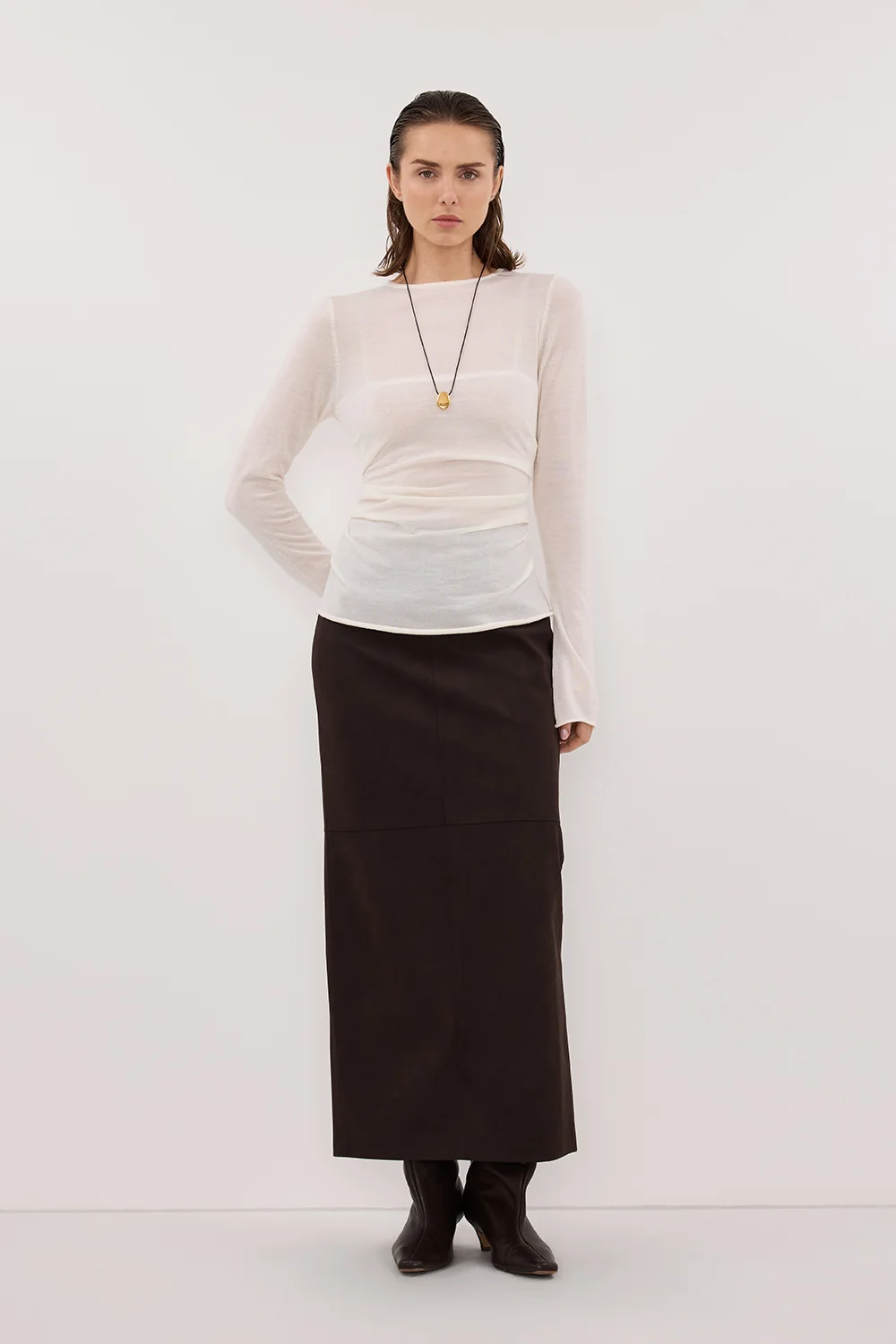 NICO OFF WHITE MERINO KNIT TOP