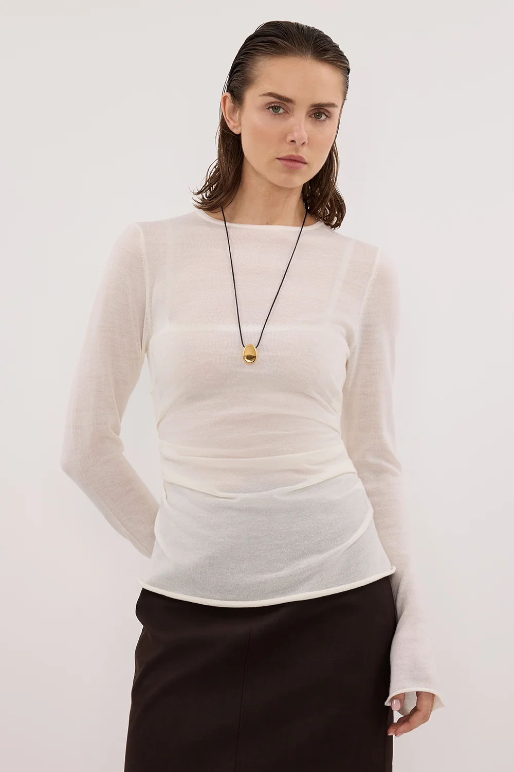 NICO OFF WHITE MERINO KNIT TOP - Image 2