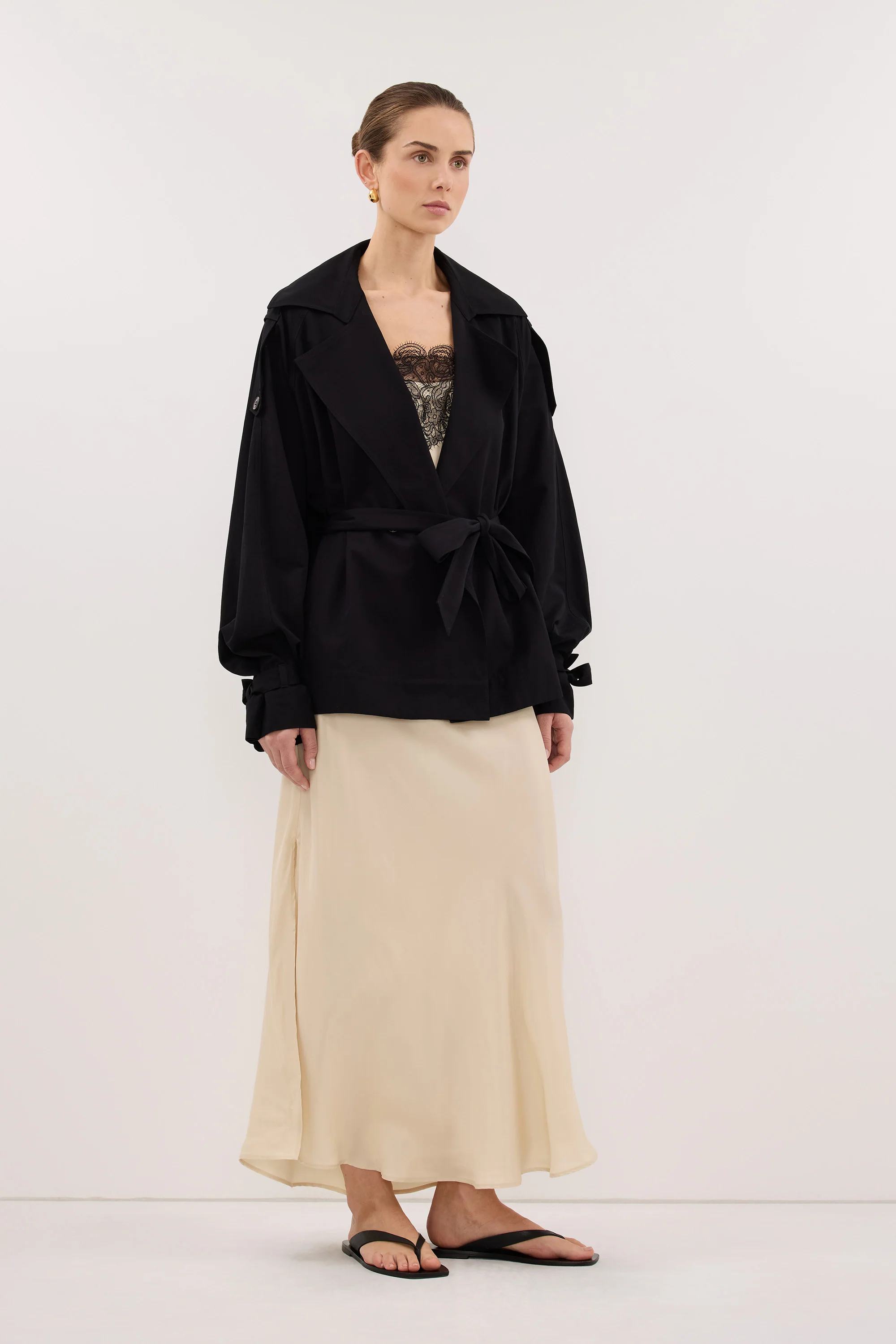 NINA BLACK LIGHTWEIGHT MINI TRENCH - Image 3